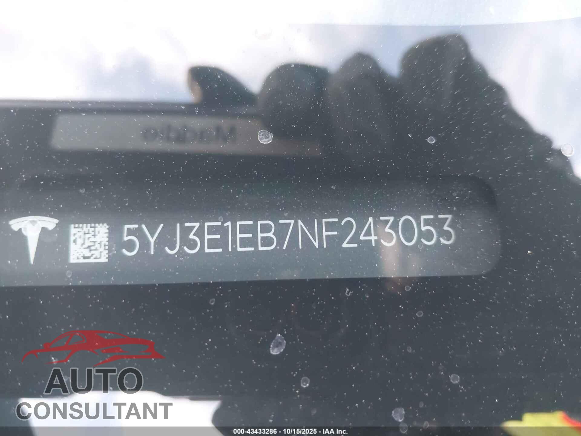 TESLA MODEL 3 2022 - 5YJ3E1EB7NF243053
