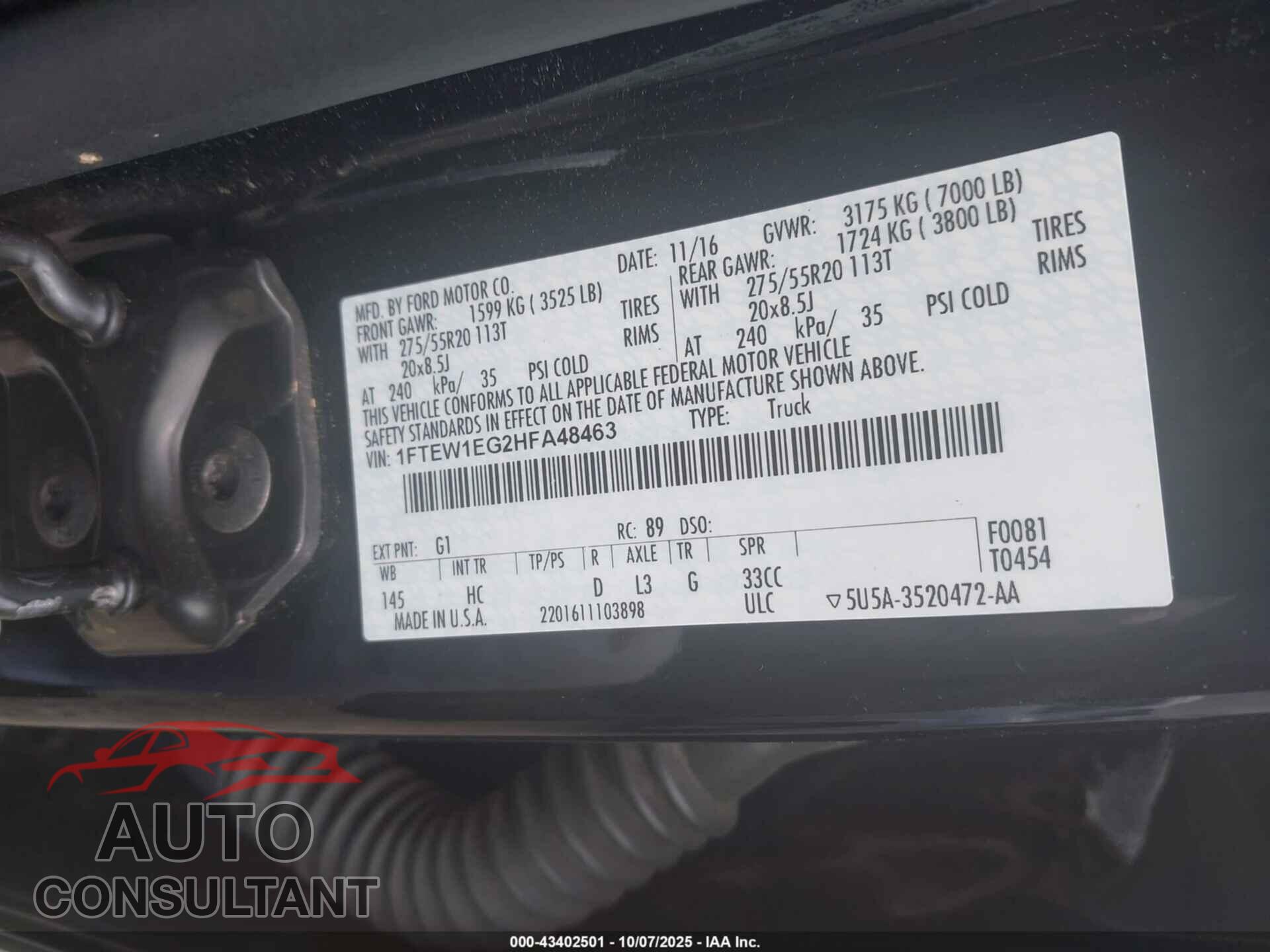 FORD F-150 2017 - 1FTEW1EG2HFA48463