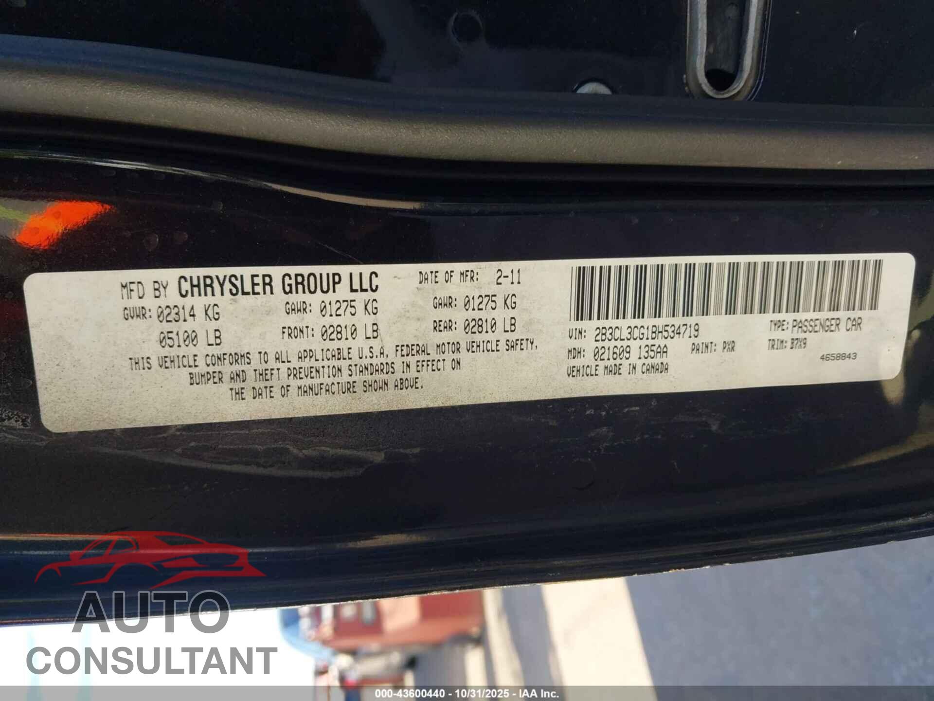 DODGE CHARGER 2011 - 2B3CL3CG1BH534719
