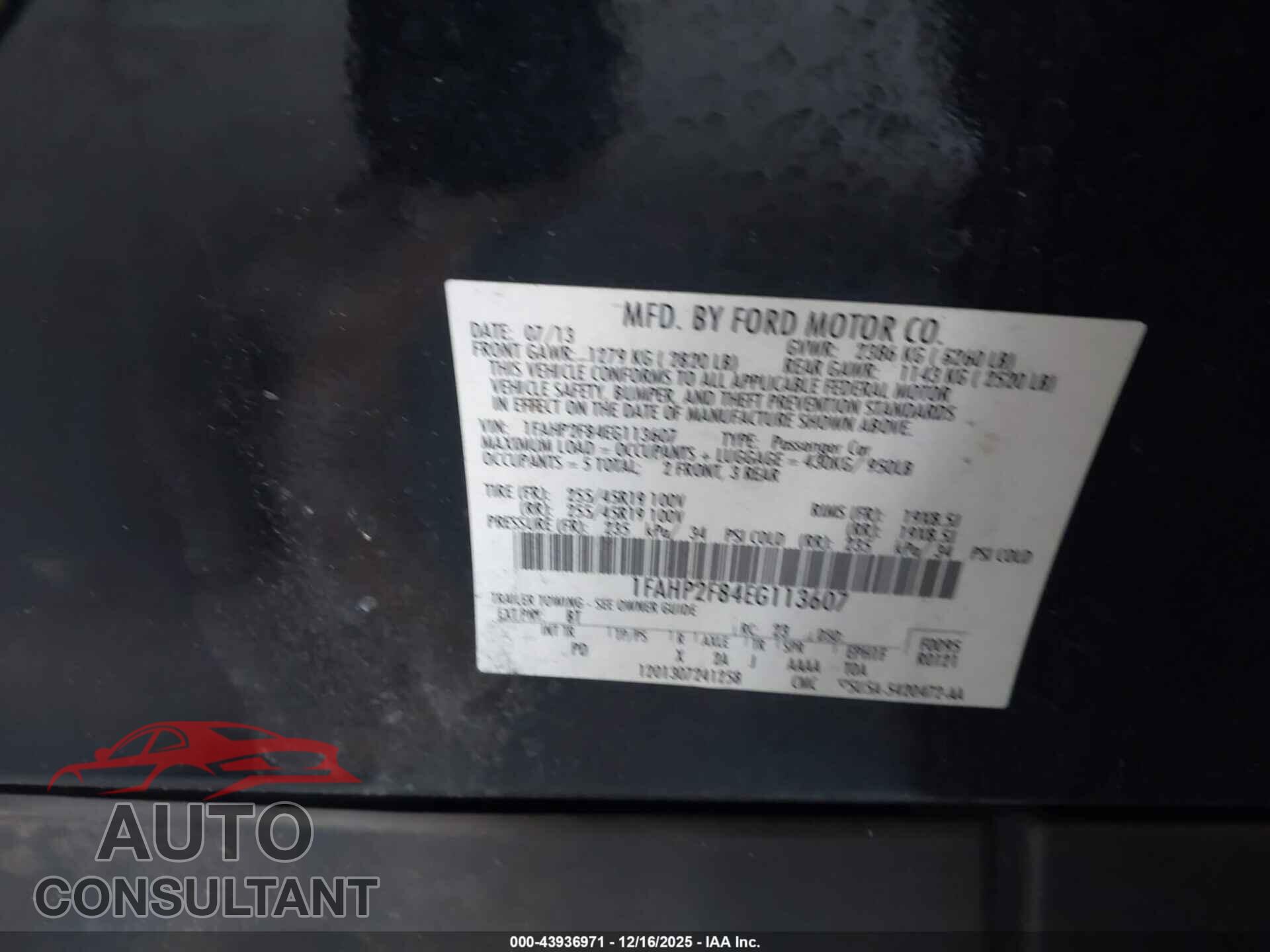 FORD TAURUS 2014 - 1FAHP2F84EG113607