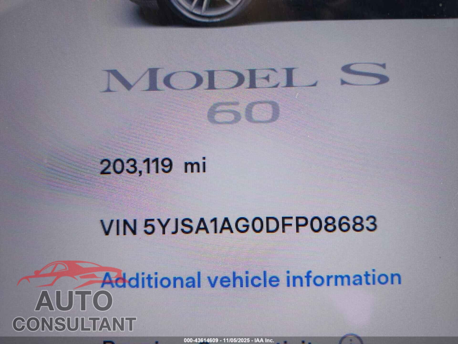 TESLA MODEL S 2013 - 5YJSA1AG0DFP08683