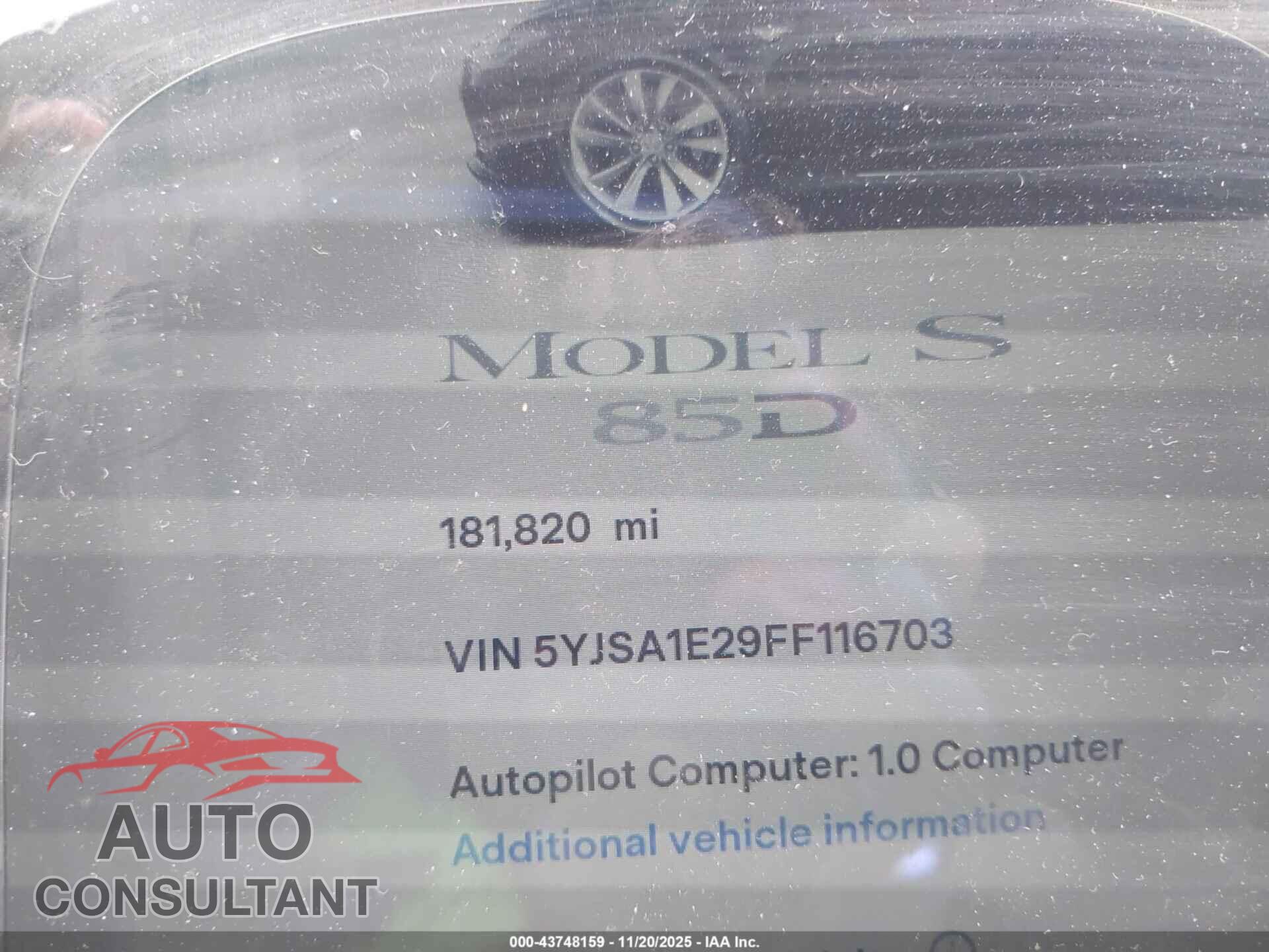 TESLA MODEL S 2015 - 5YJSA1E29FF116703
