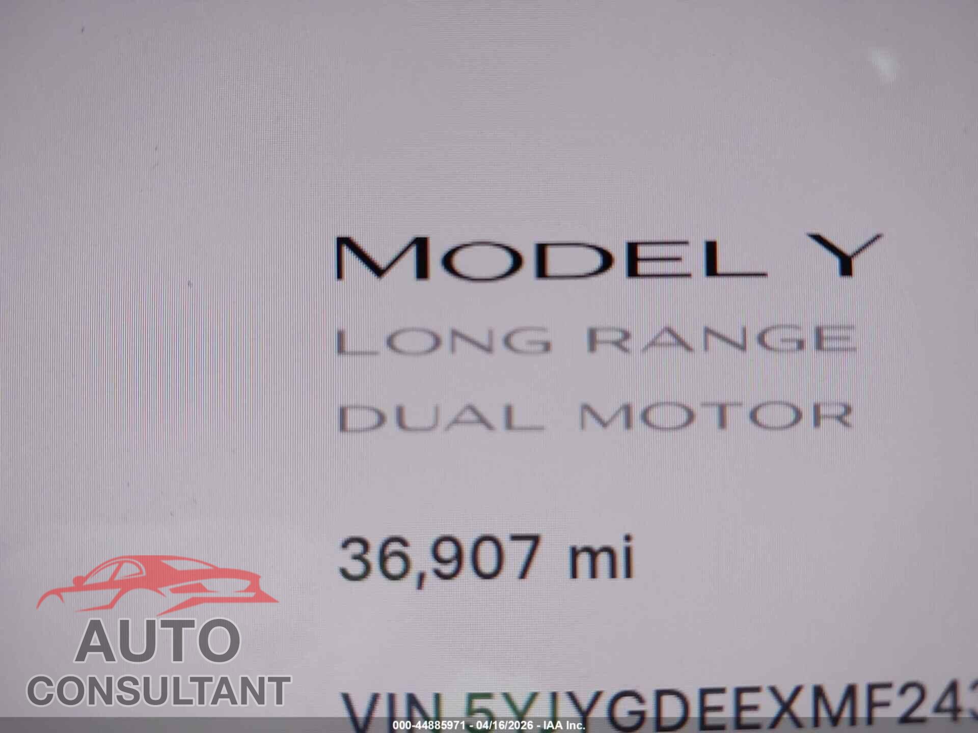 TESLA MODEL Y 2021 - 5YJYGDEEXMF243705