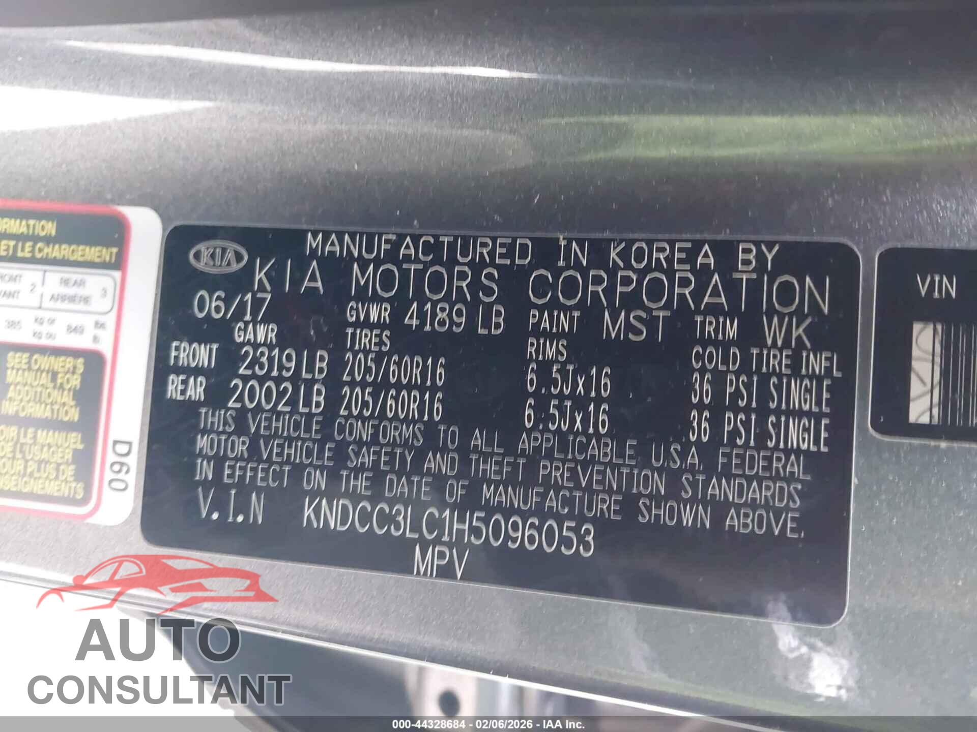 KIA NIRO 2017 - KNDCC3LC1H5096053