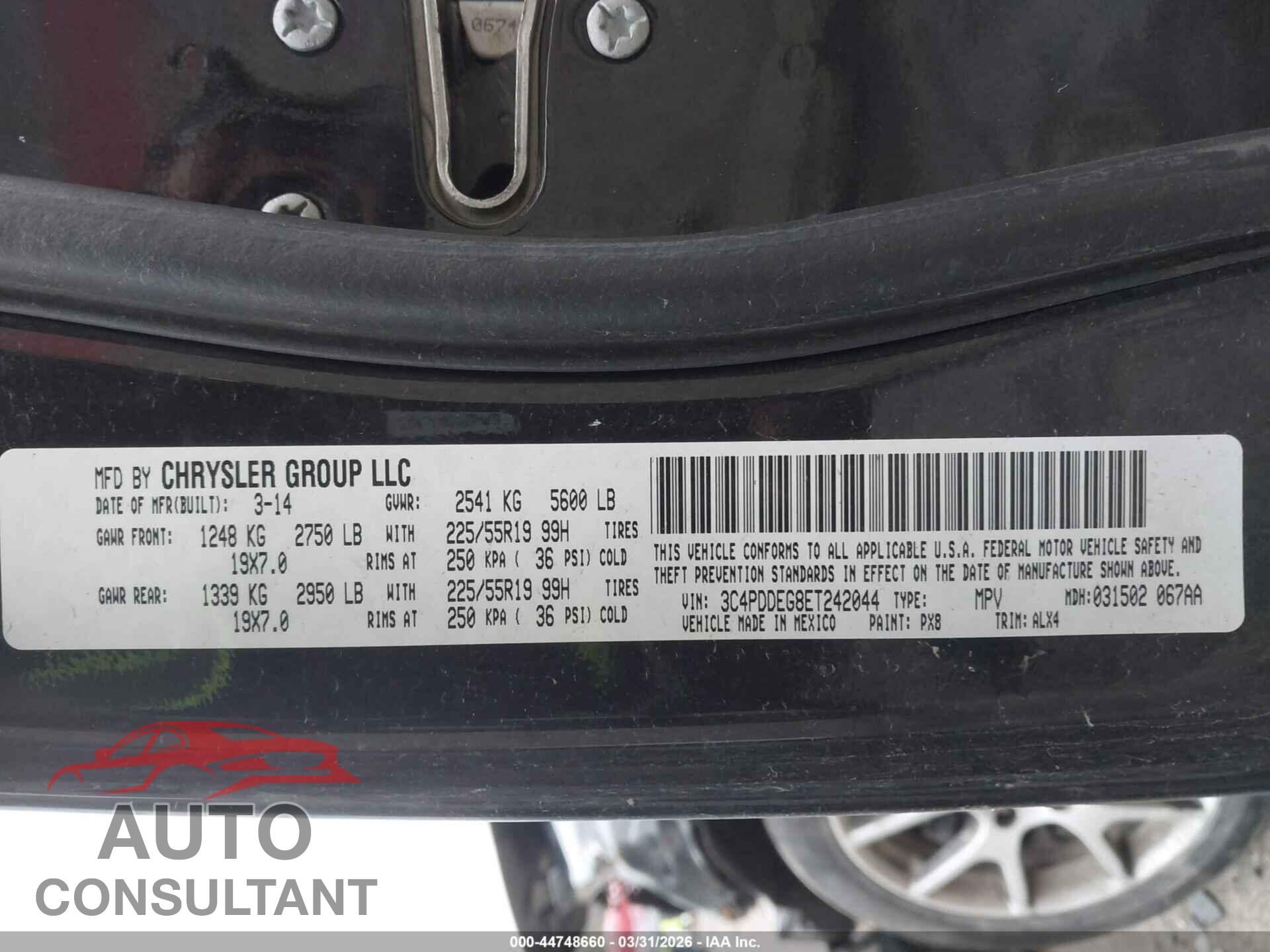 DODGE JOURNEY 2014 - 3C4PDDEG8ET242044