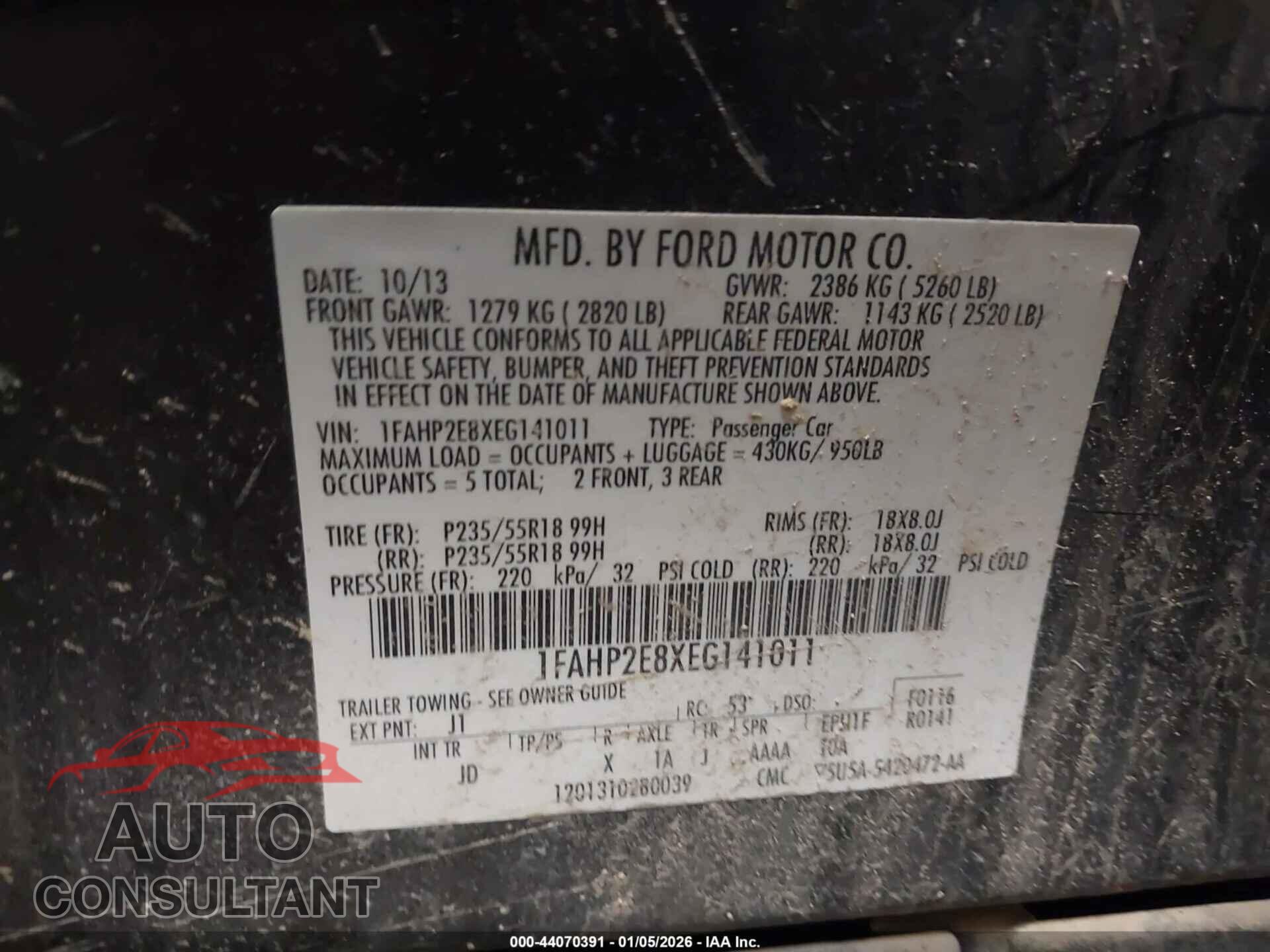 FORD TAURUS 2014 - 1FAHP2E8XEG141011