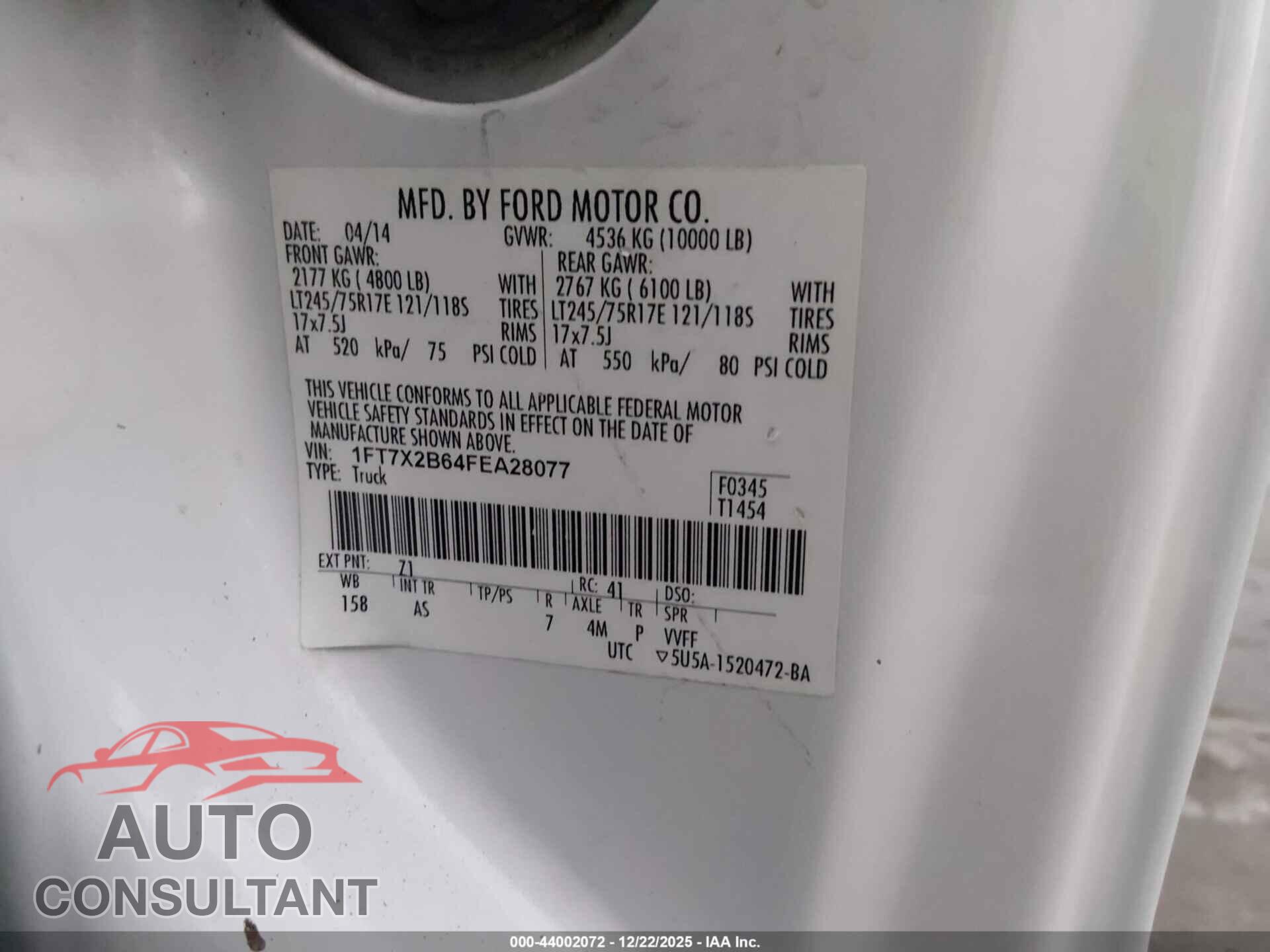 FORD F-250 2015 - 1FT7X2B64FEA28077