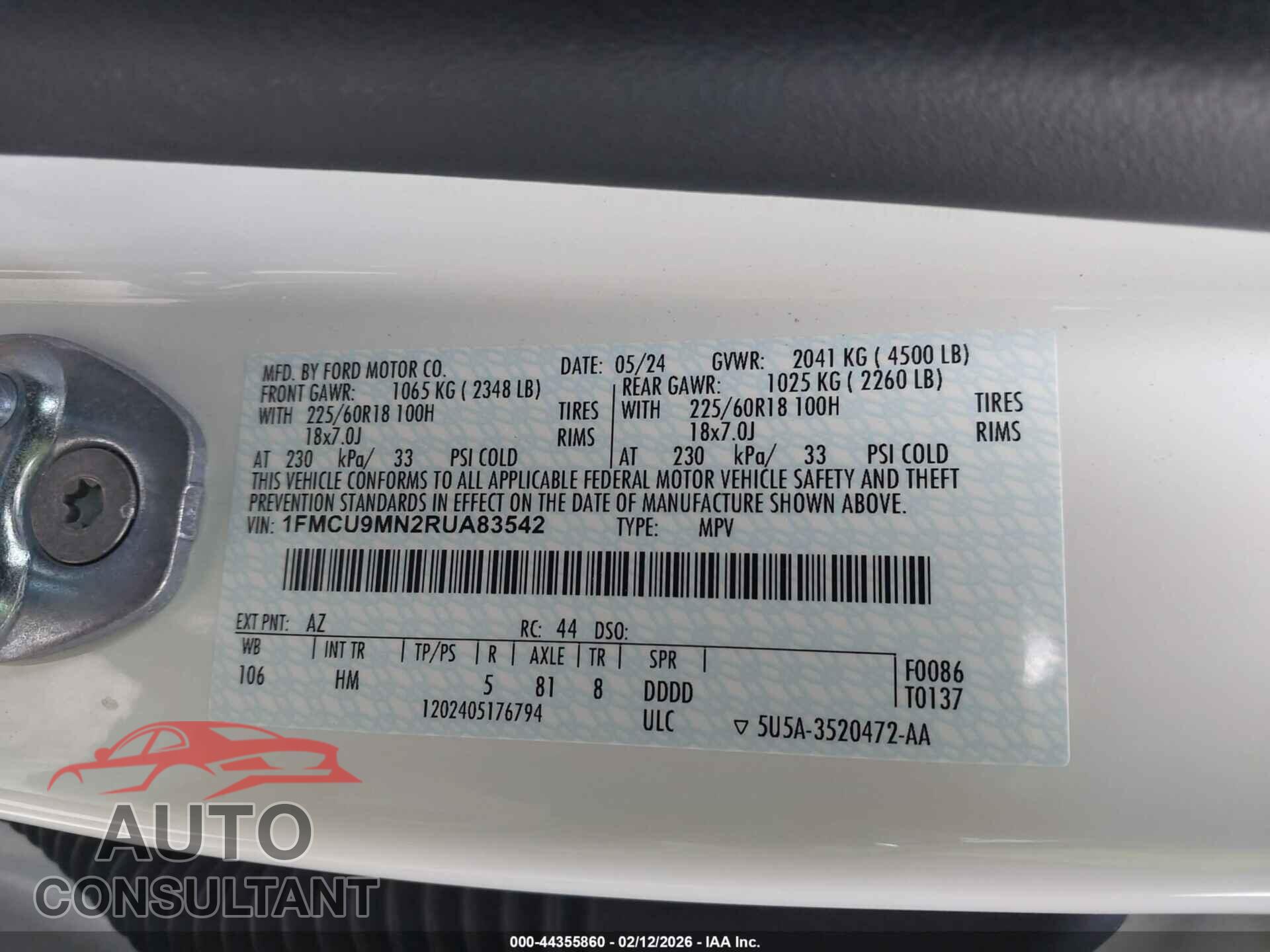 FORD ESCAPE 2024 - 1FMCU9MN2RUA83542