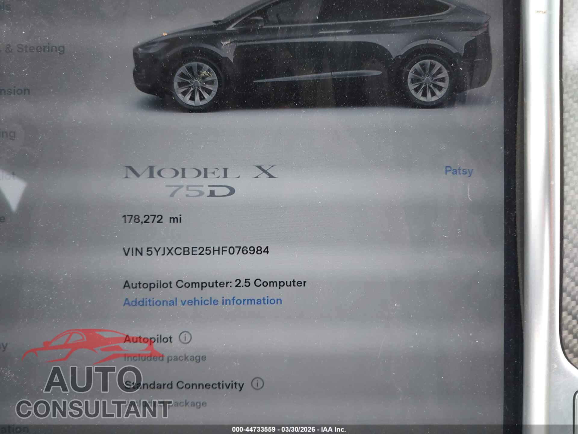 TESLA MODEL X 2017 - 5YJXCBE25HF076984