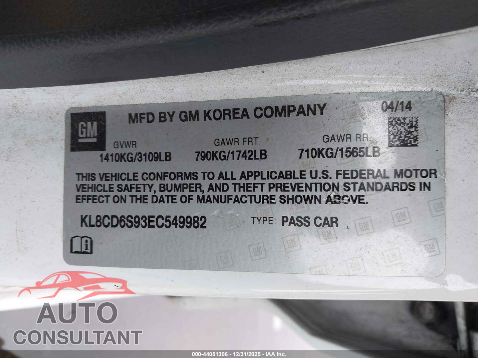 CHEVROLET SPARK 2014 - KL8CD6S93EC549982
