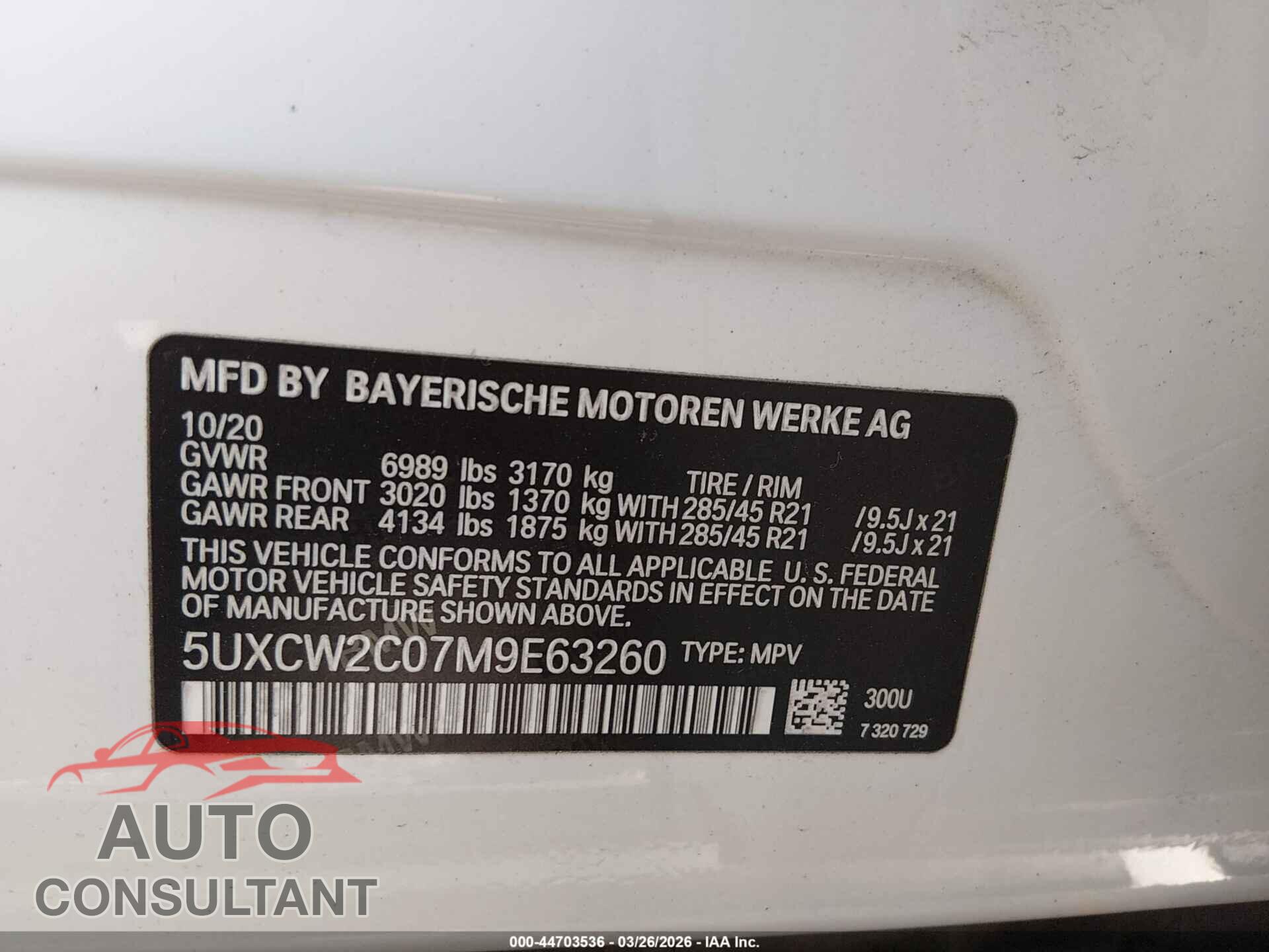 BMW X7 2021 - 5UXCW2C07M9E63260