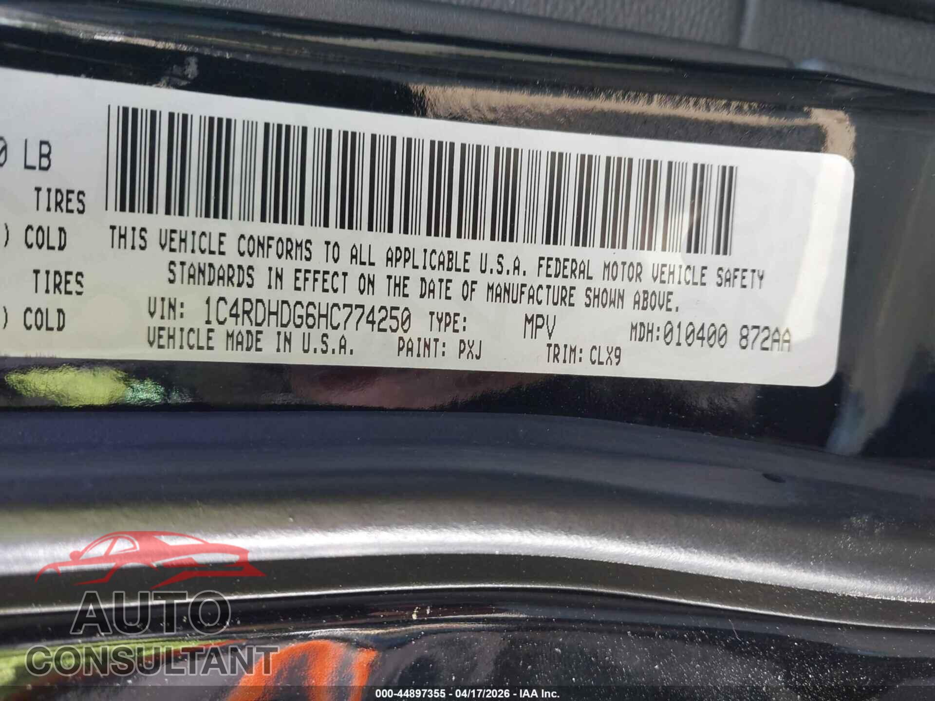 DODGE DURANGO 2017 - 1C4RDHDG6HC774250