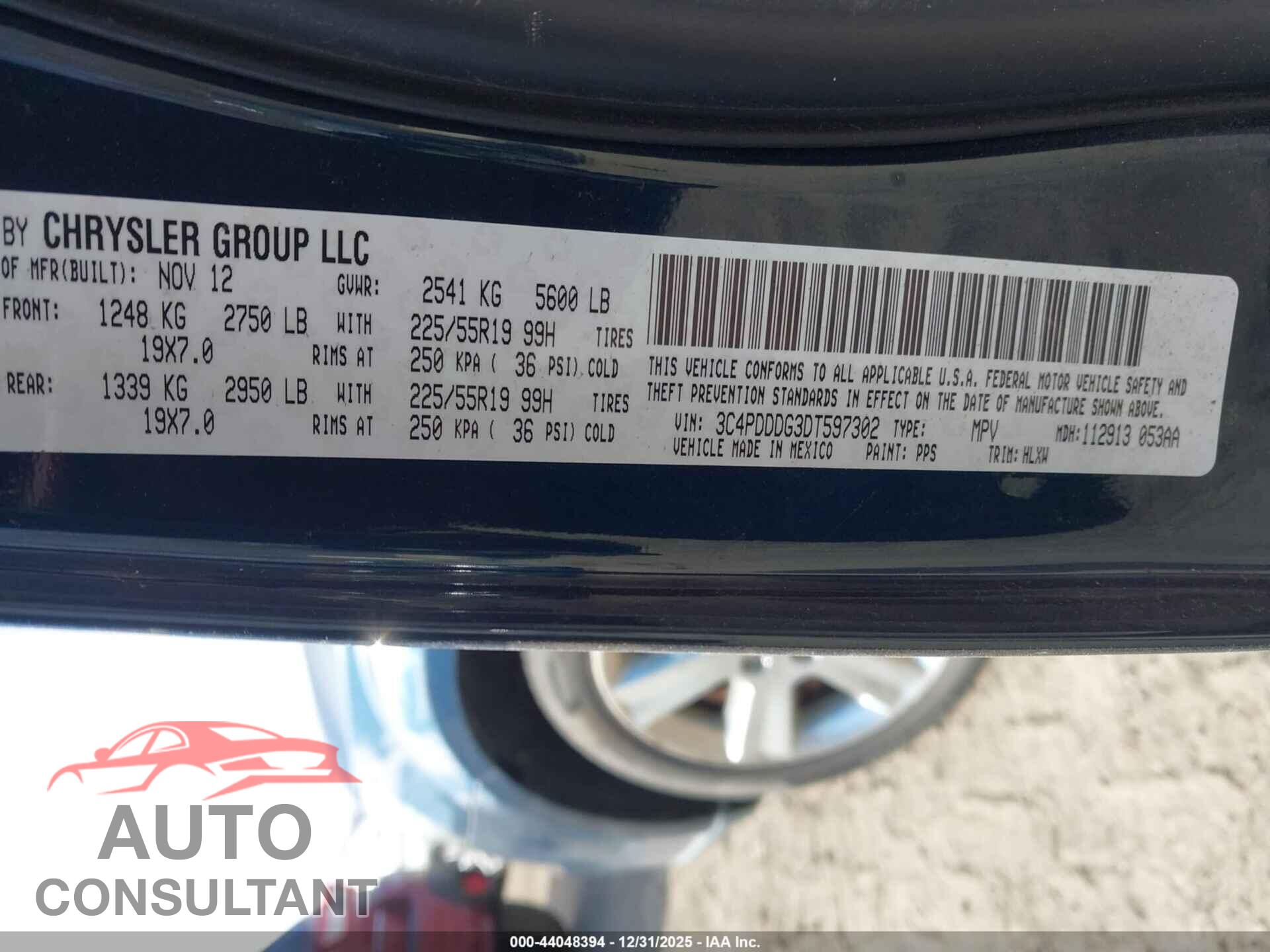 DODGE JOURNEY 2013 - 3C4PDDDG3DT597302