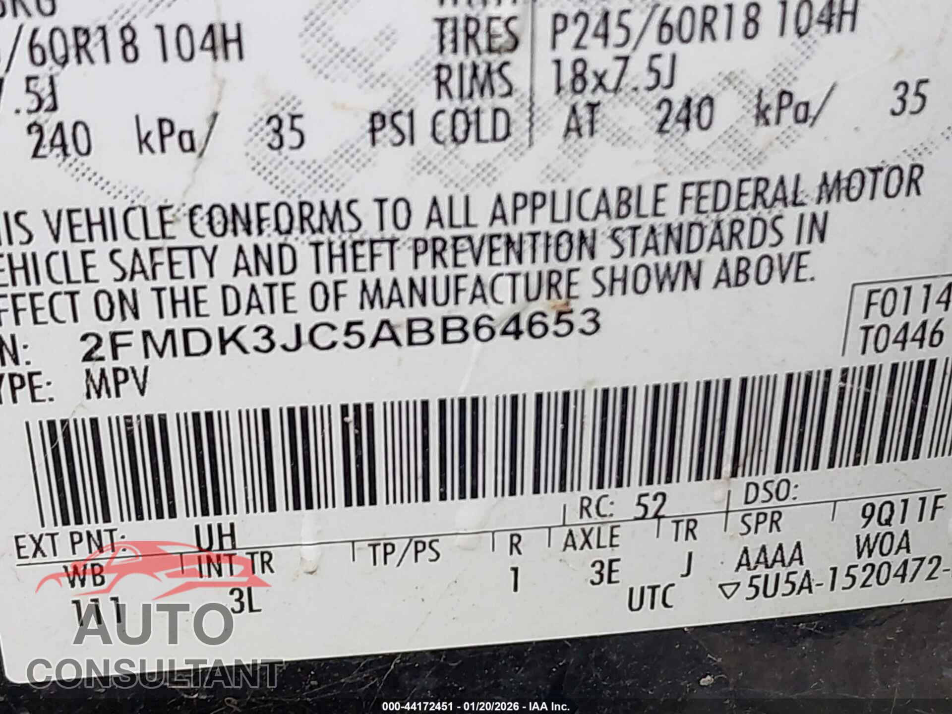 FORD EDGE 2010 - 2FMDK3JC5ABB64653