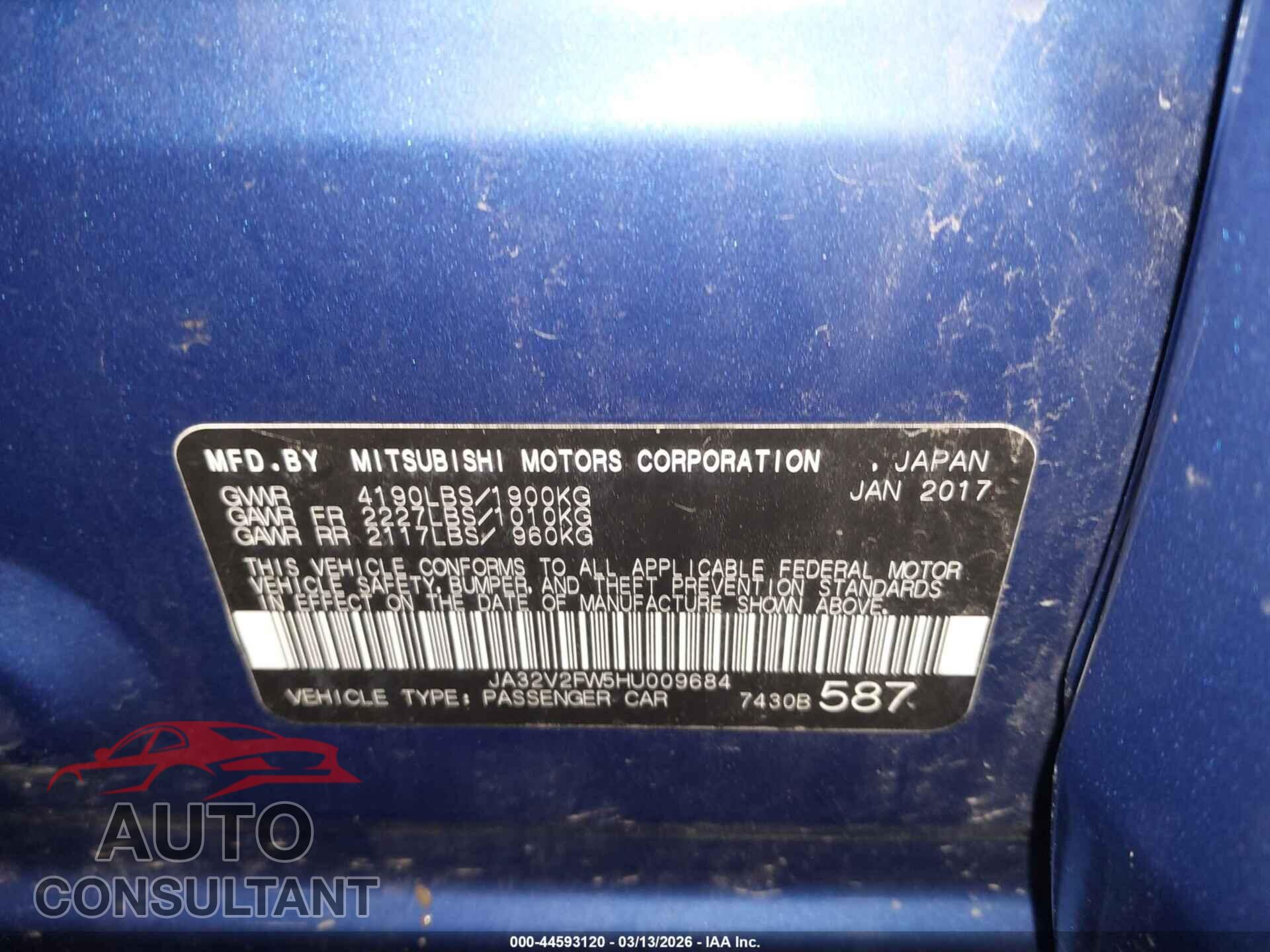 MITSUBISHI LANCER 2017 - JA32V2FW5HU009684