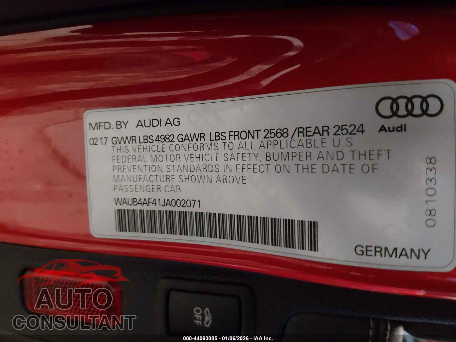 AUDI S4 2018 - WAUB4AF41JA002071