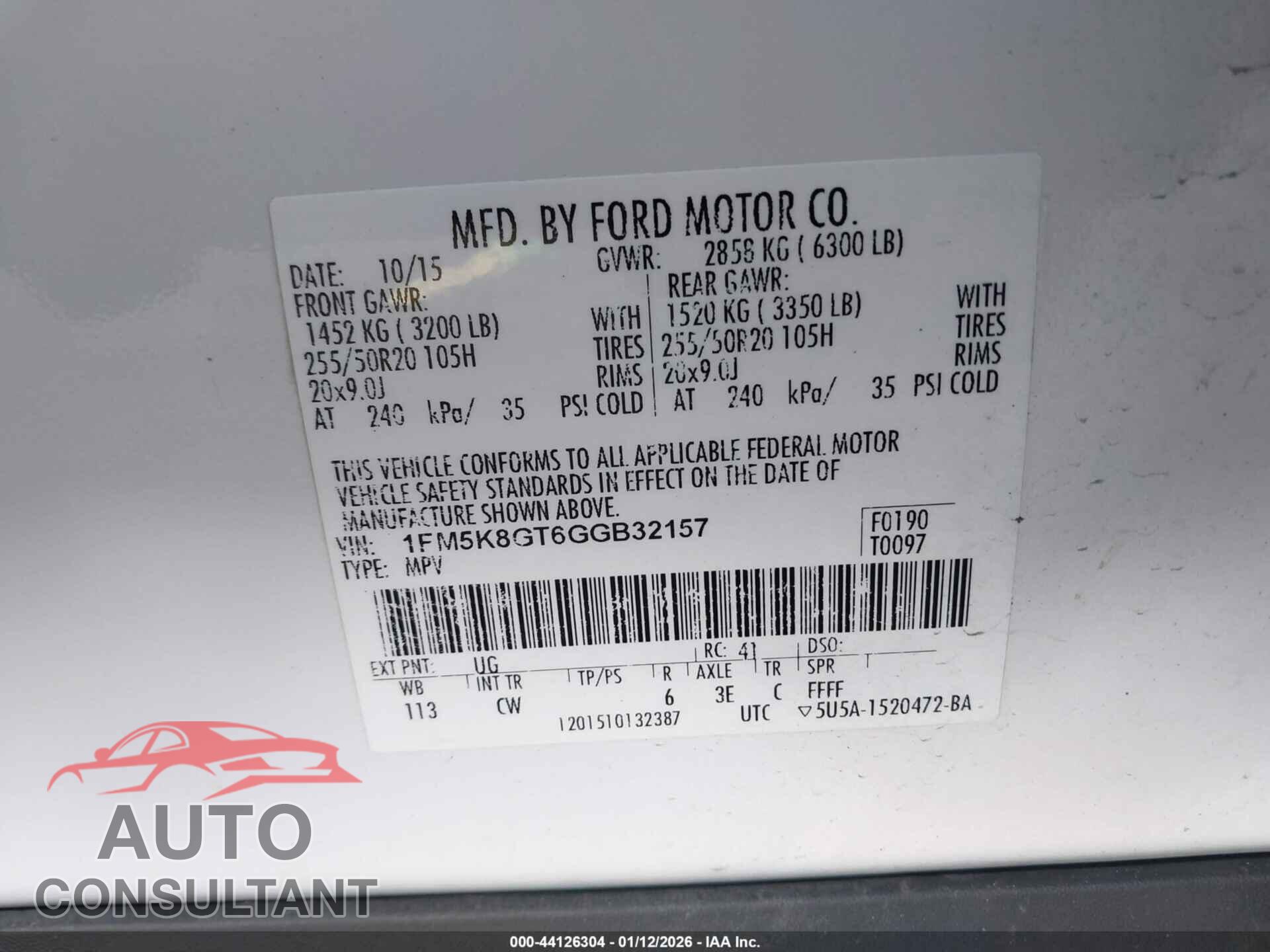 FORD EXPLORER 2016 - 1FM5K8GT6GGB32157