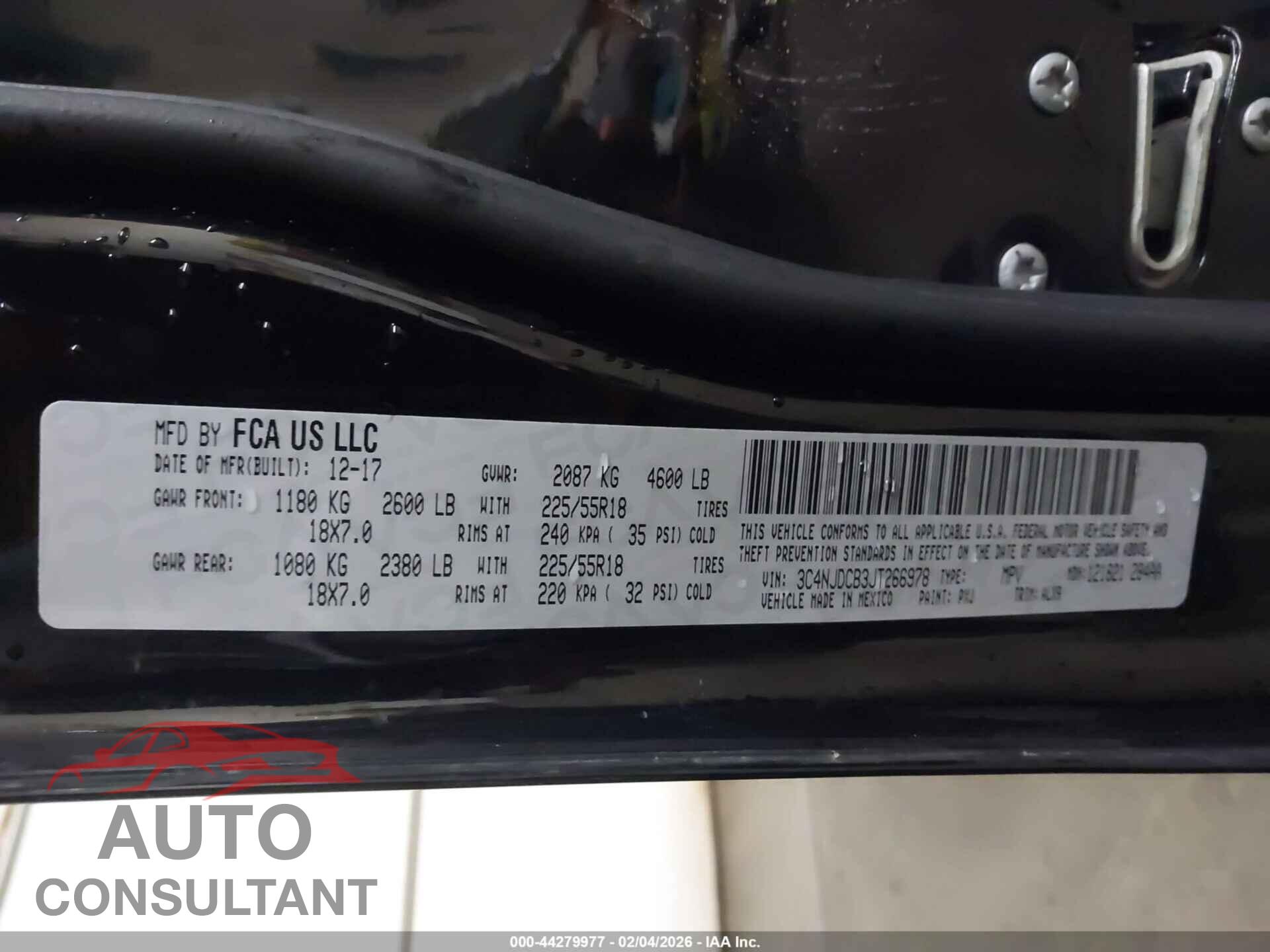 JEEP COMPASS 2018 - 3C4NJDCB3JT266978