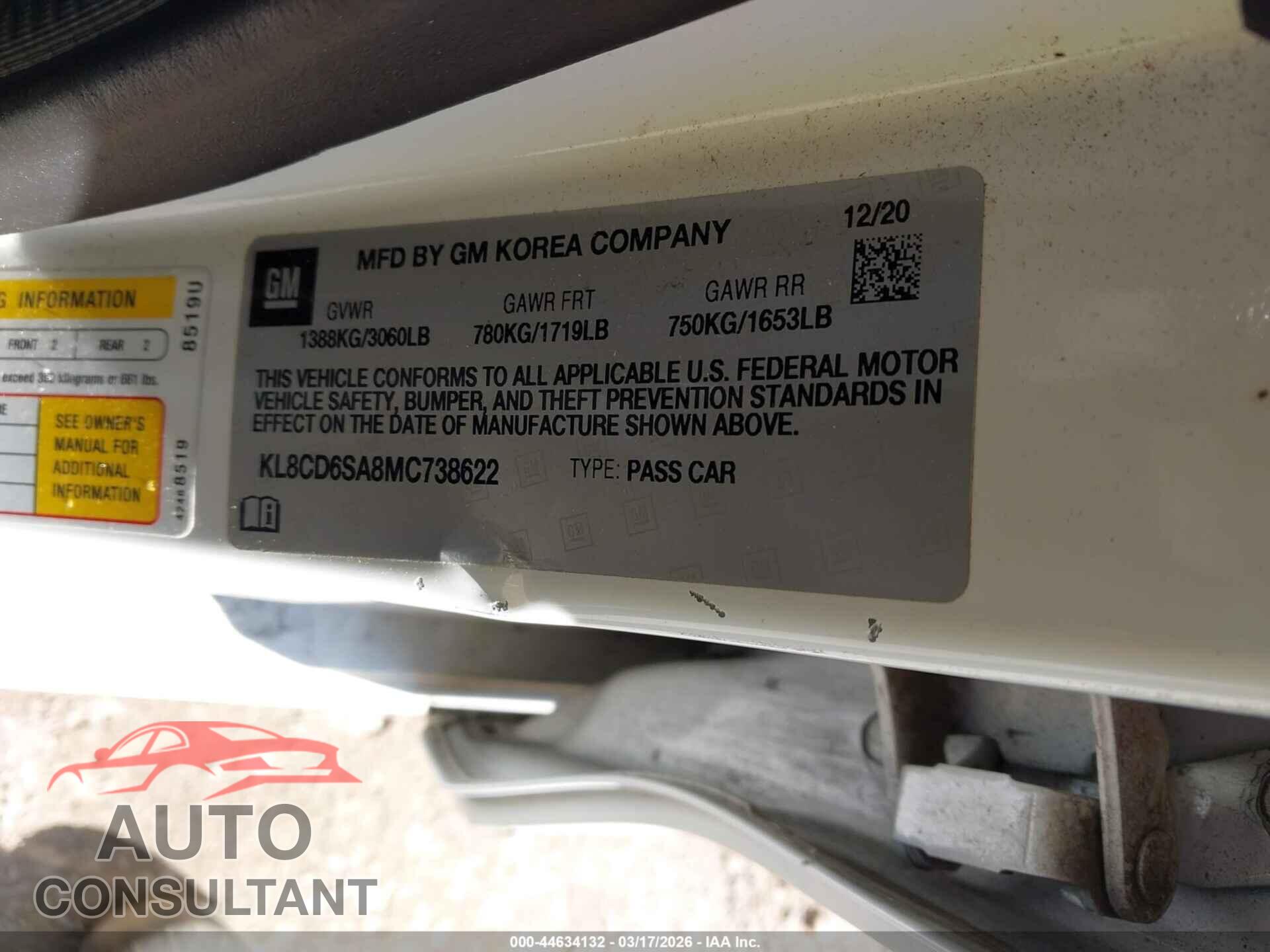 CHEVROLET SPARK 2021 - KL8CD6SA8MC738622