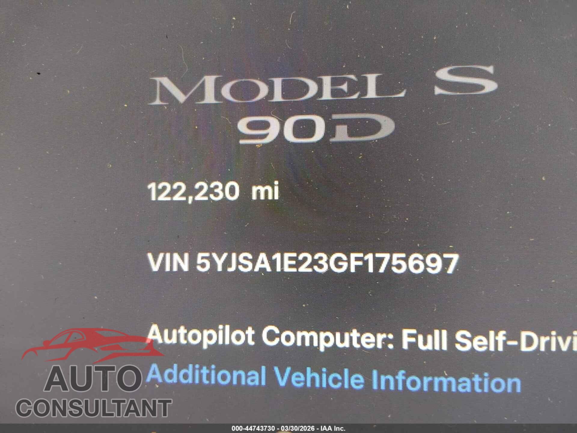 TESLA MODEL S 2016 - 5YJSA1E23GF175697