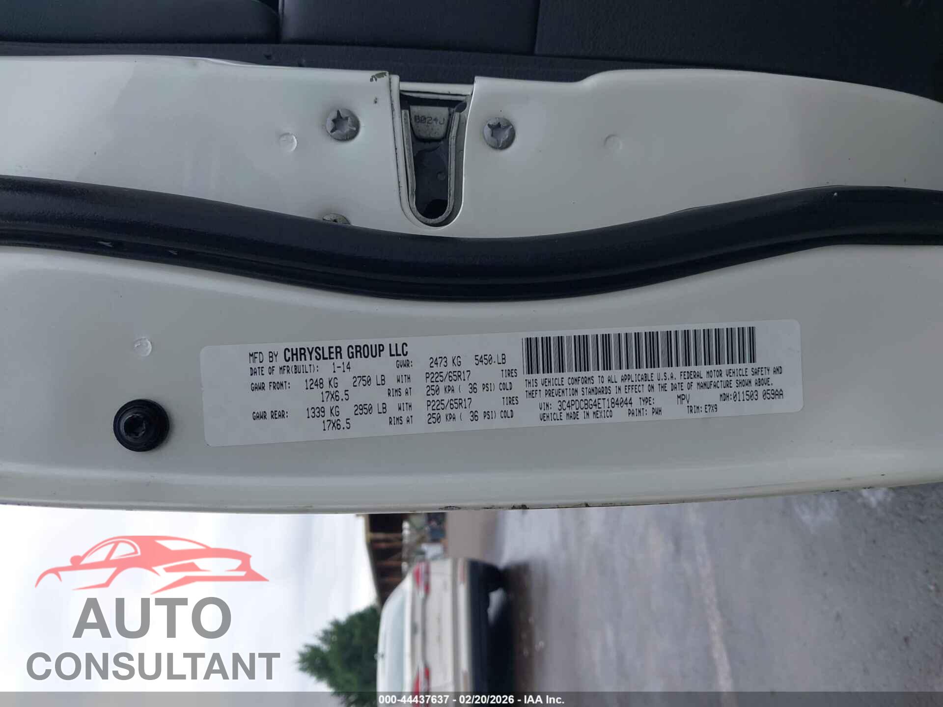 DODGE JOURNEY 2014 - 3C4PDCBG4ET184044