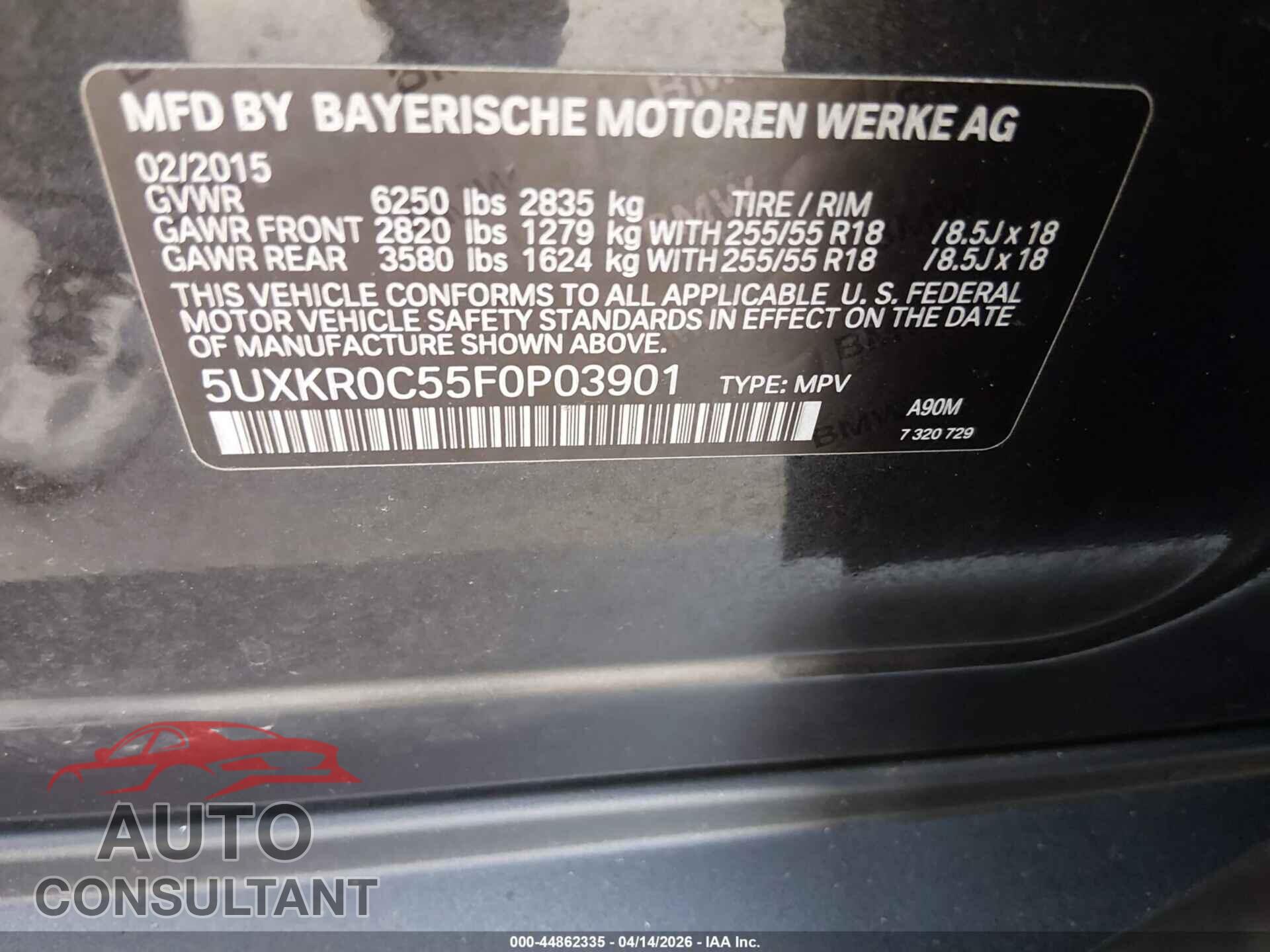 BMW X5 2015 - 5UXKR0C55F0P03901