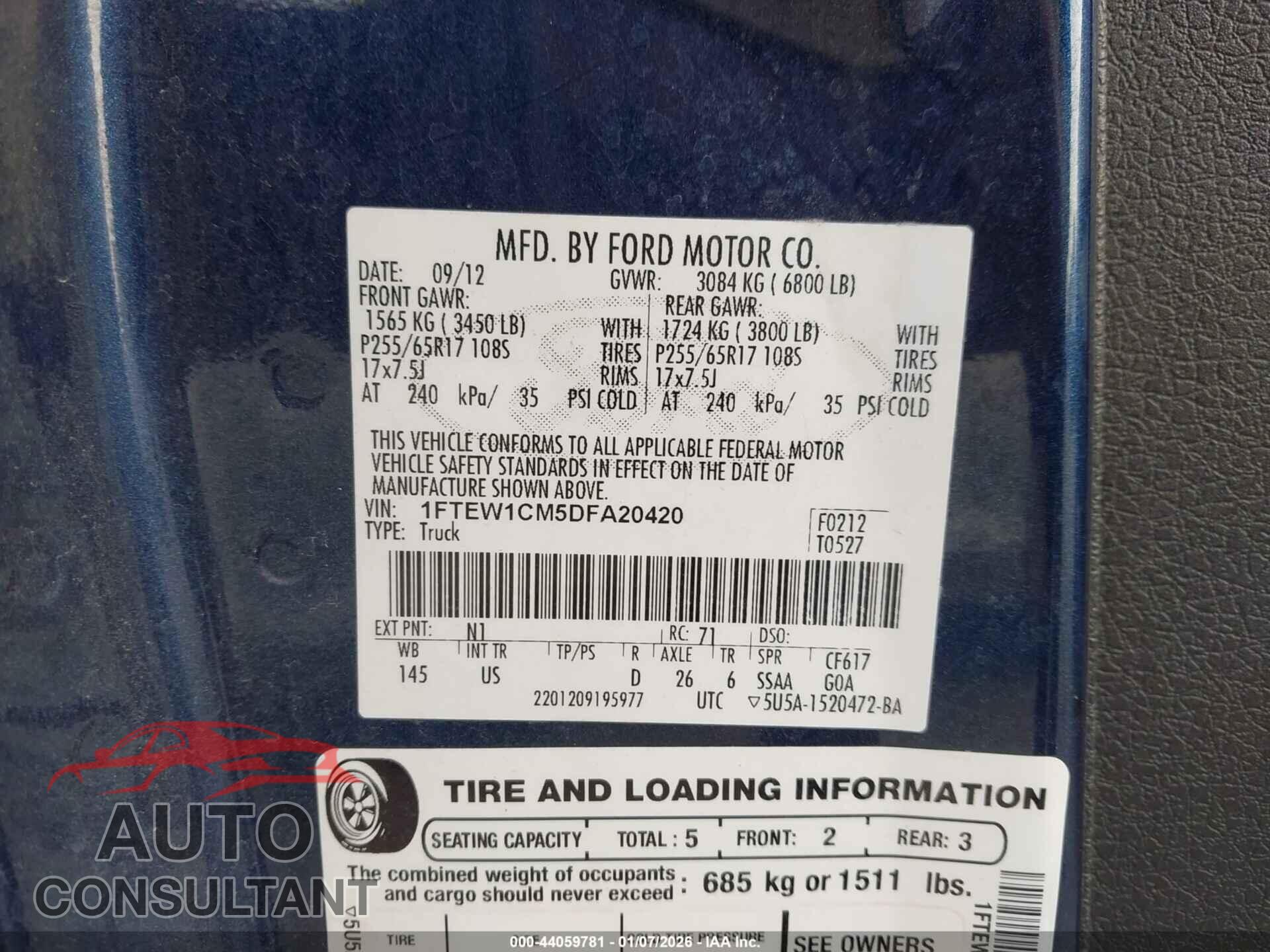 FORD F-150 2013 - 1FTEW1CM5DFA20420