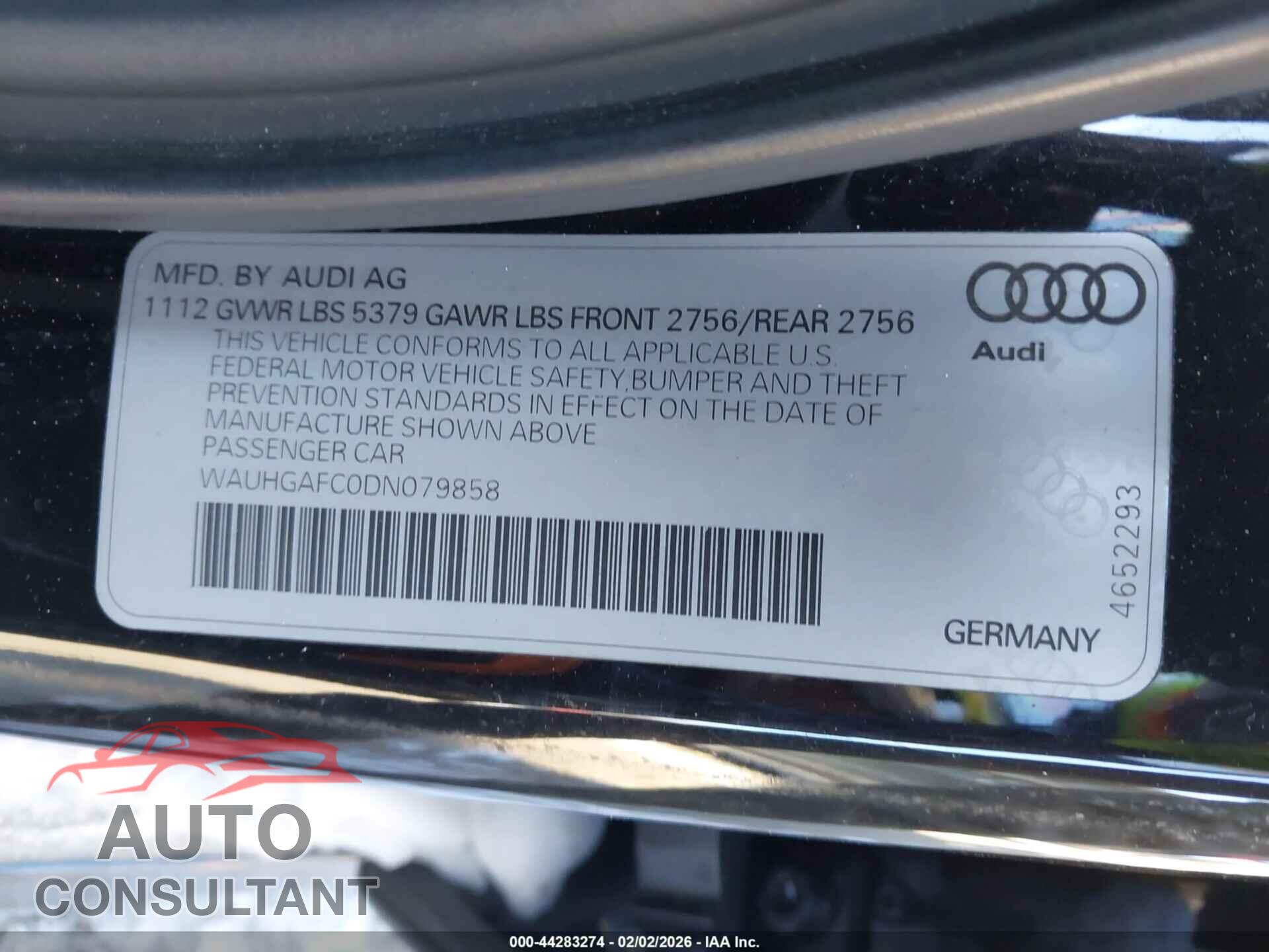 AUDI A6 2013 - WAUHGAFC0DN079858