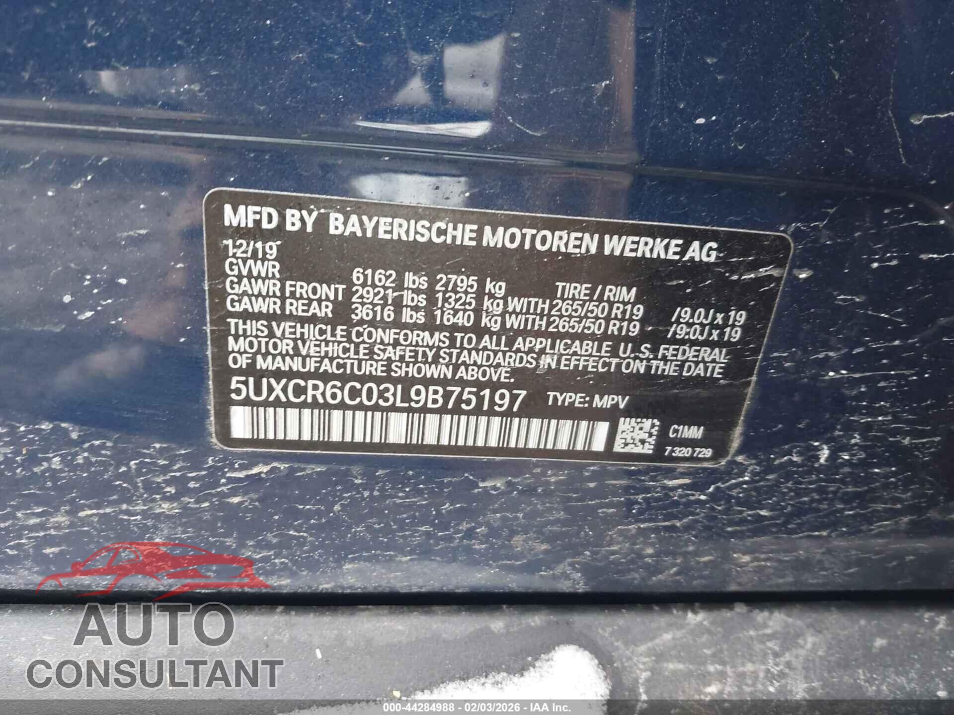 BMW X5 2020 - 5UXCR6C03L9B75197