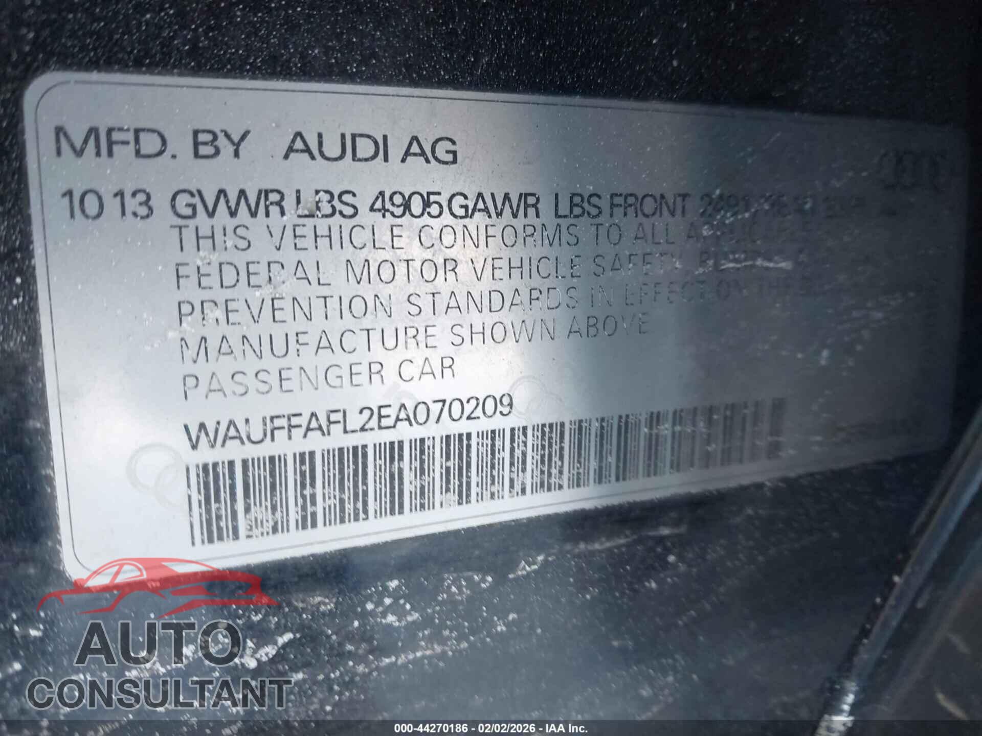 AUDI A4 2014 - WAUFFAFL2EA070209