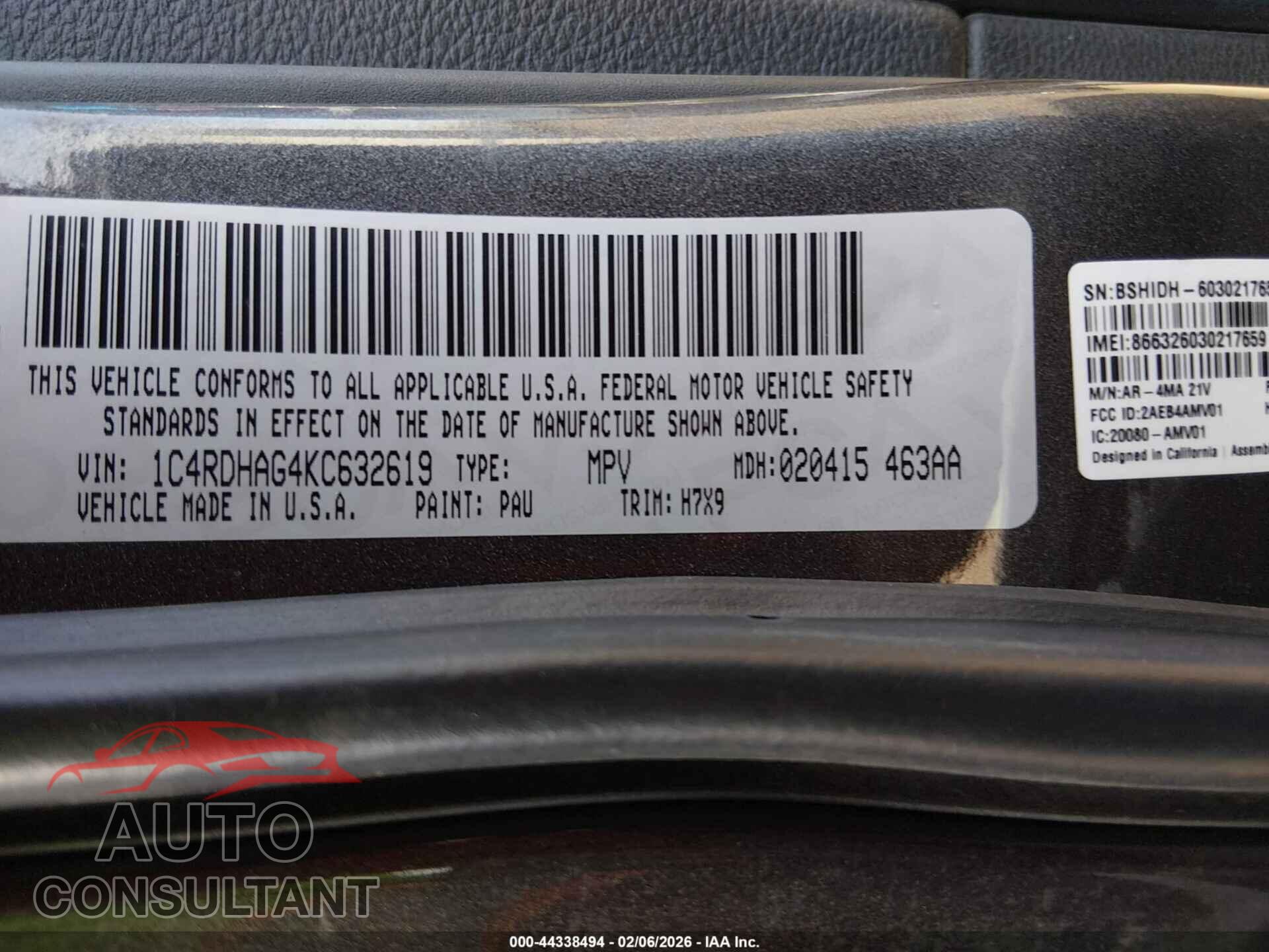 DODGE DURANGO 2019 - 1C4RDHAG4KC632619