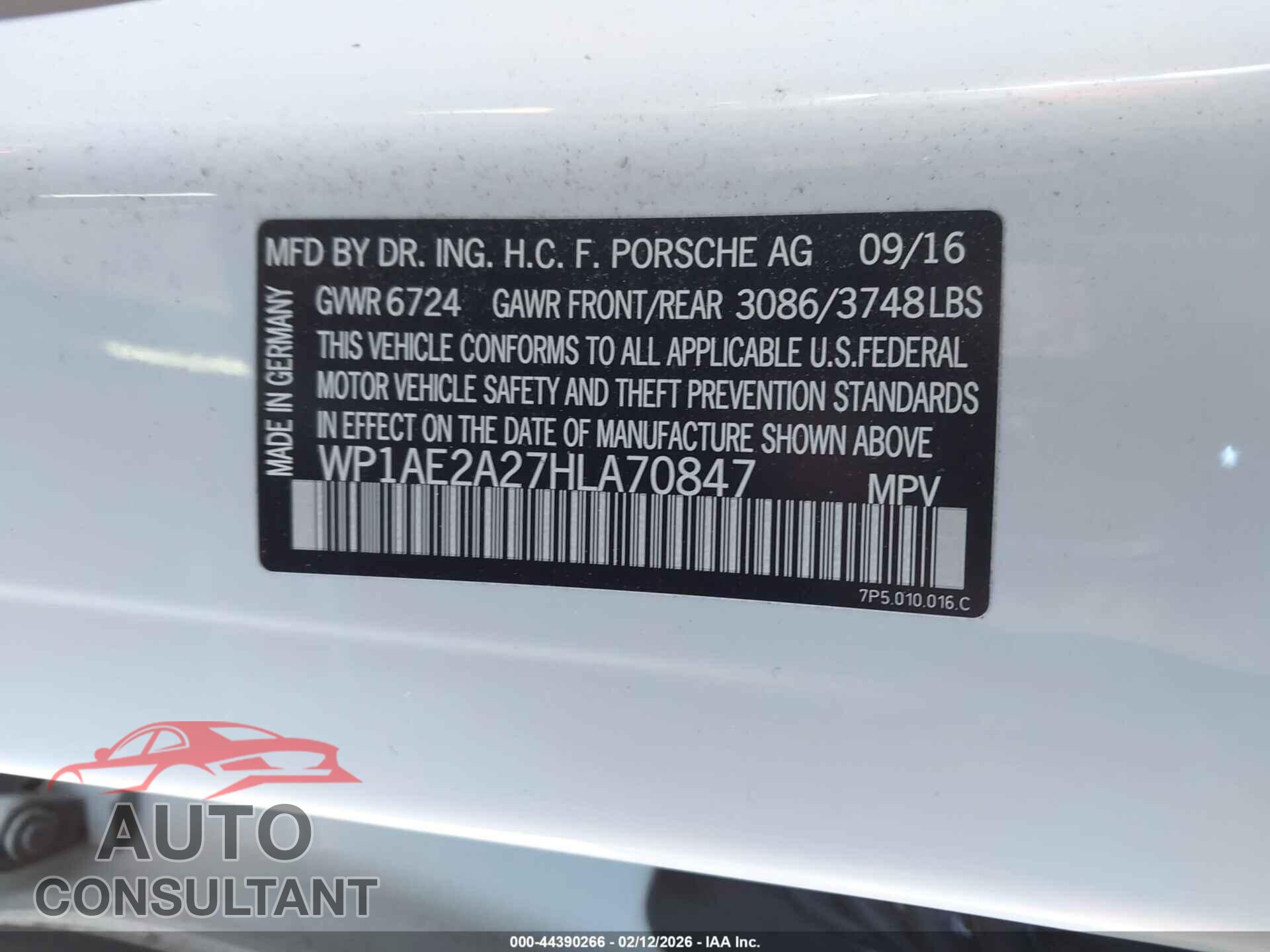 PORSCHE CAYENNE E-HYBRID 2017 - WP1AE2A27HLA70847
