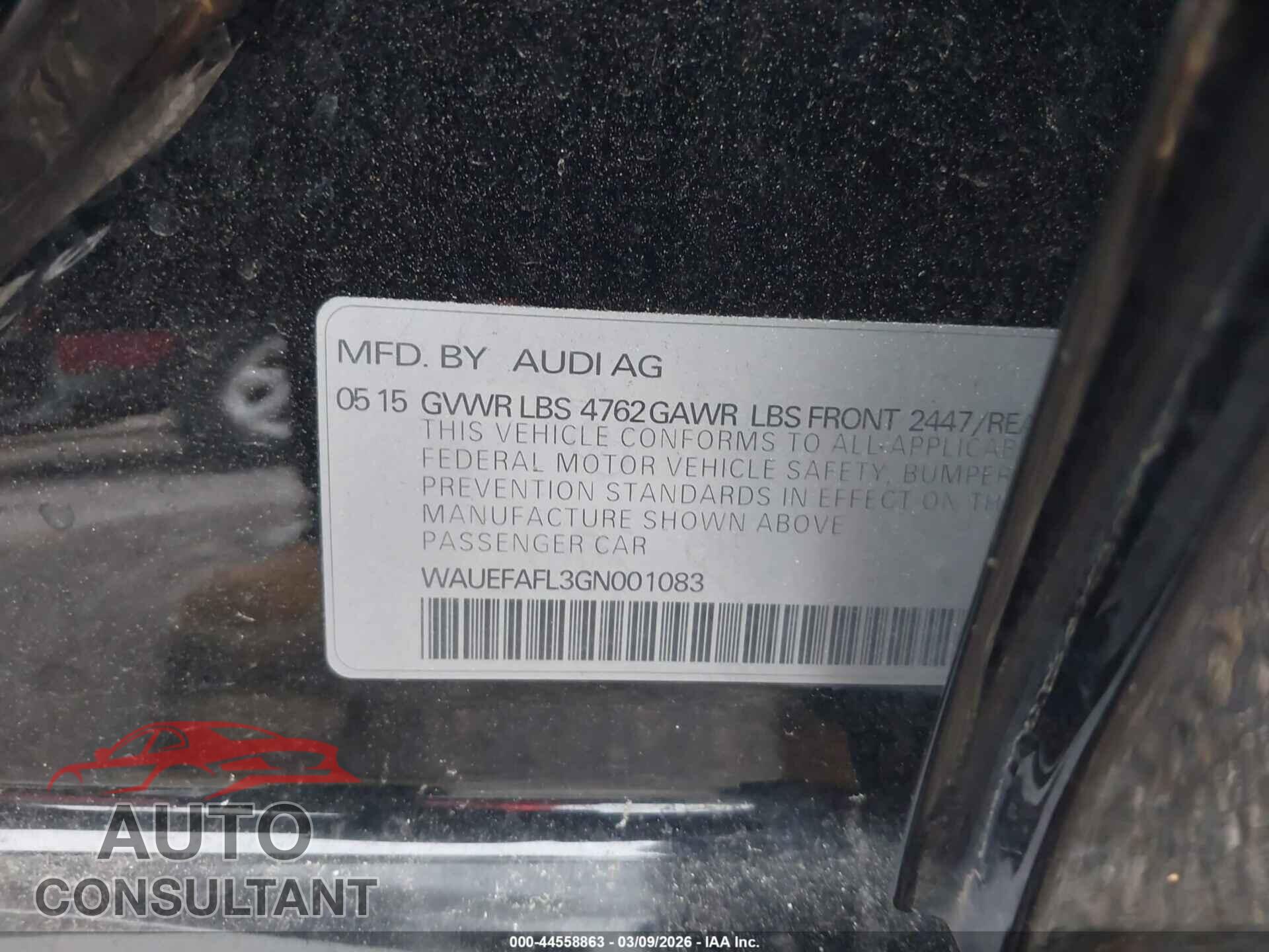 AUDI A4 2016 - WAUEFAFL3GN001083