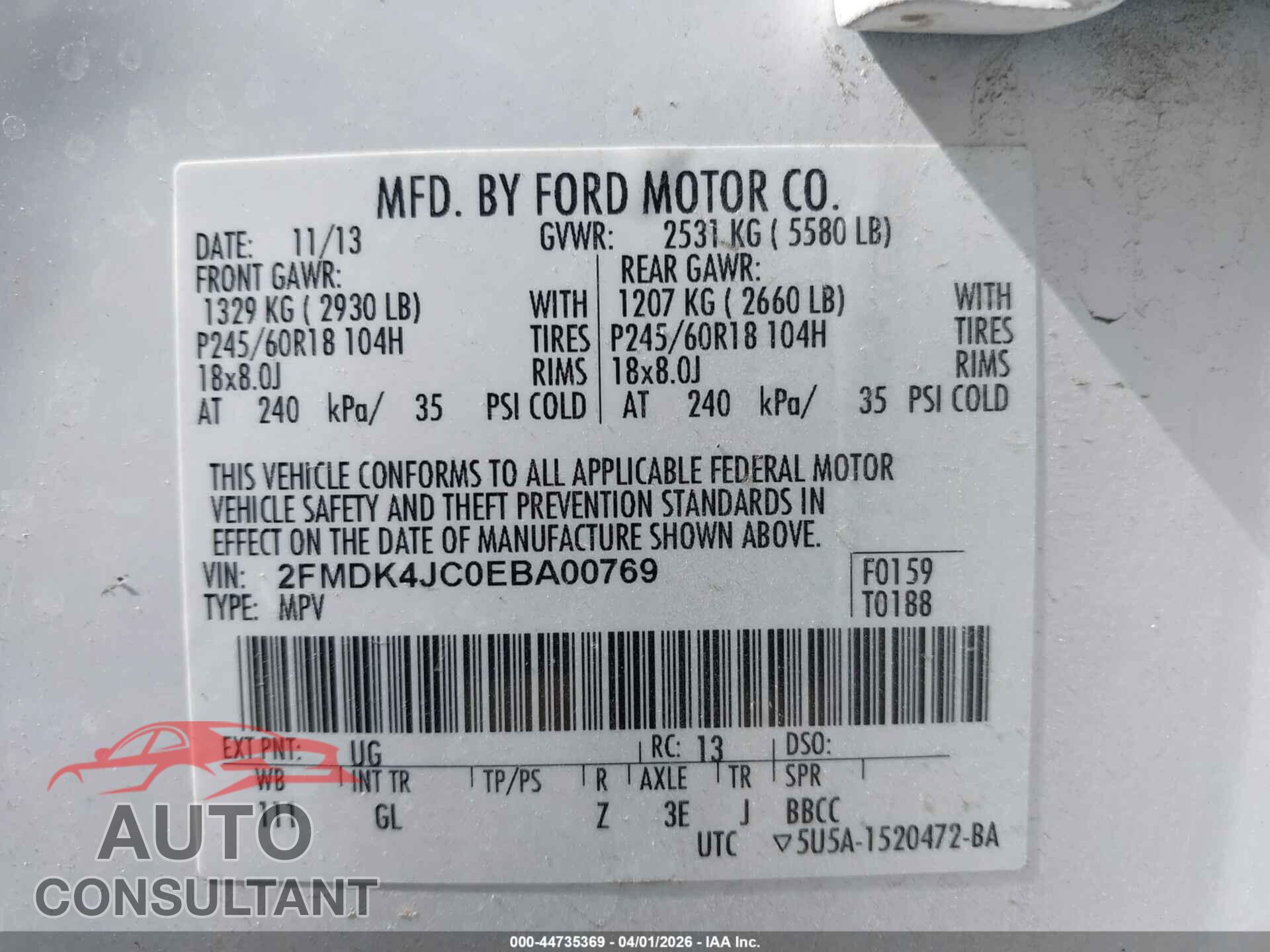 FORD EDGE 2014 - 2FMDK4JC0EBA00769