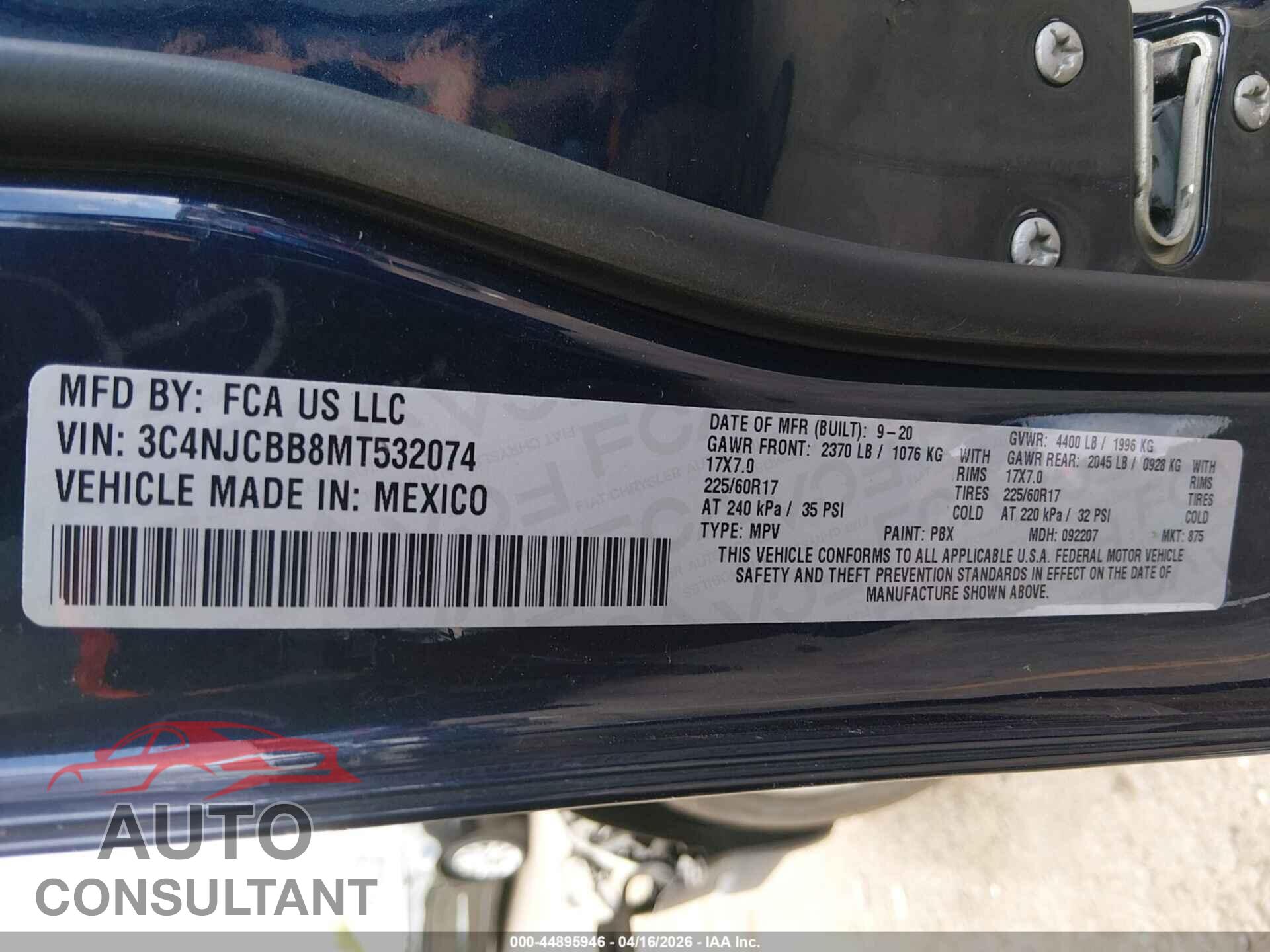 JEEP COMPASS 2021 - 3C4NJCBB8MT532074