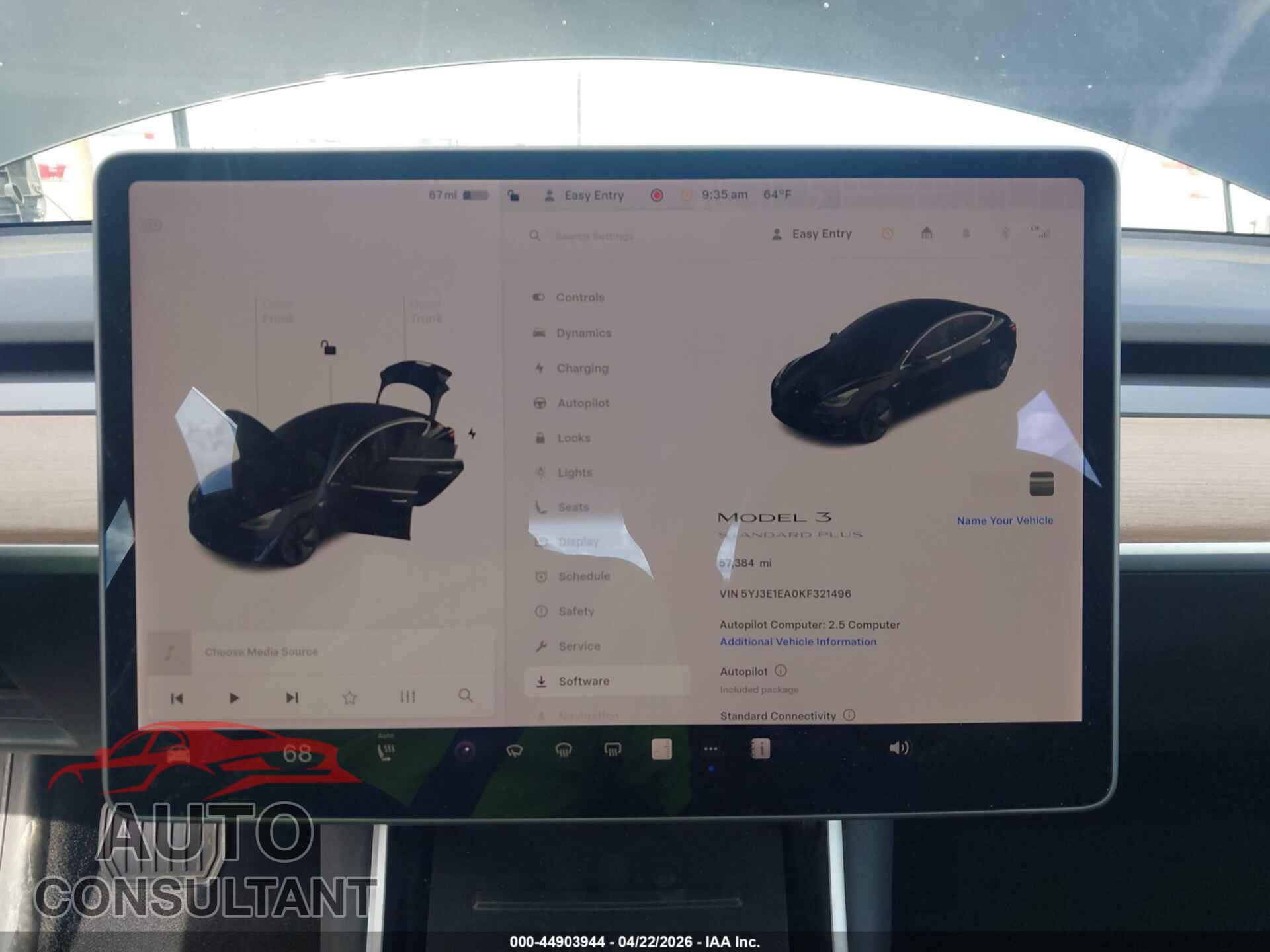 TESLA MODEL 3 2019 - 5YJ3E1EA0KF321496