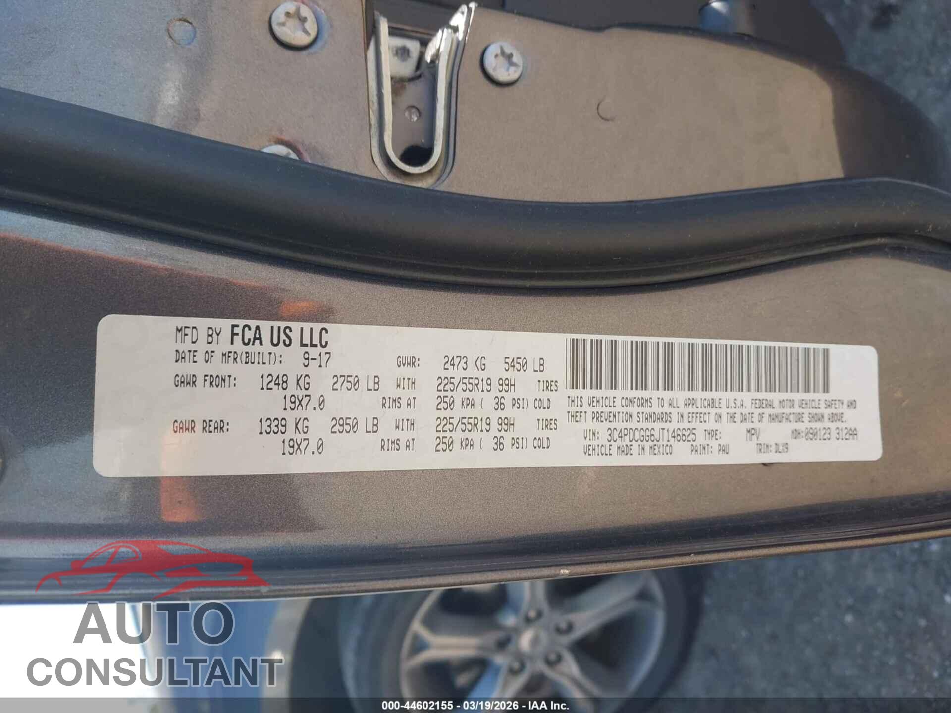 DODGE JOURNEY 2018 - 3C4PDCGG6JT146625