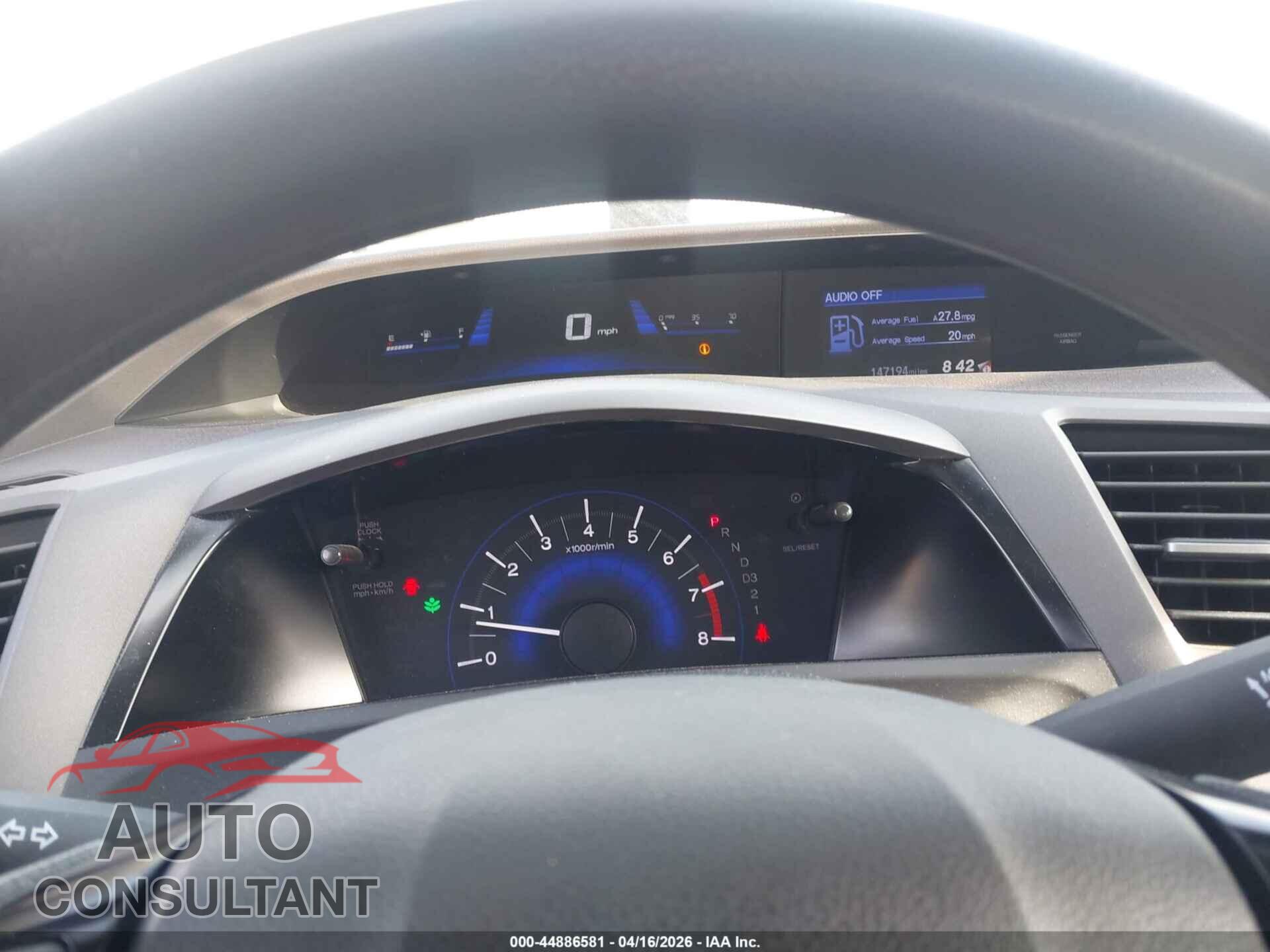 HONDA CIVIC 2012 - 2HGFB2F51CH586261