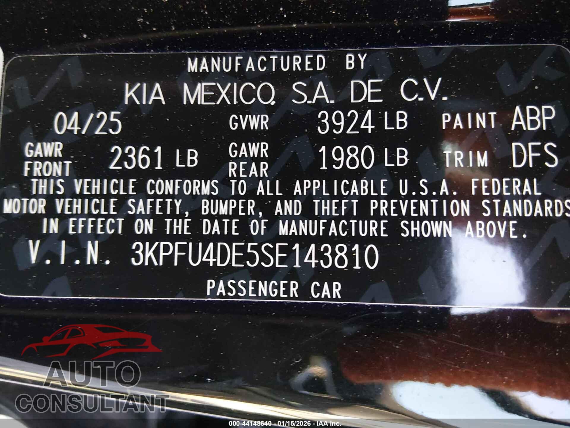 KIA K4 2025 - 3KPFU4DE5SE143810