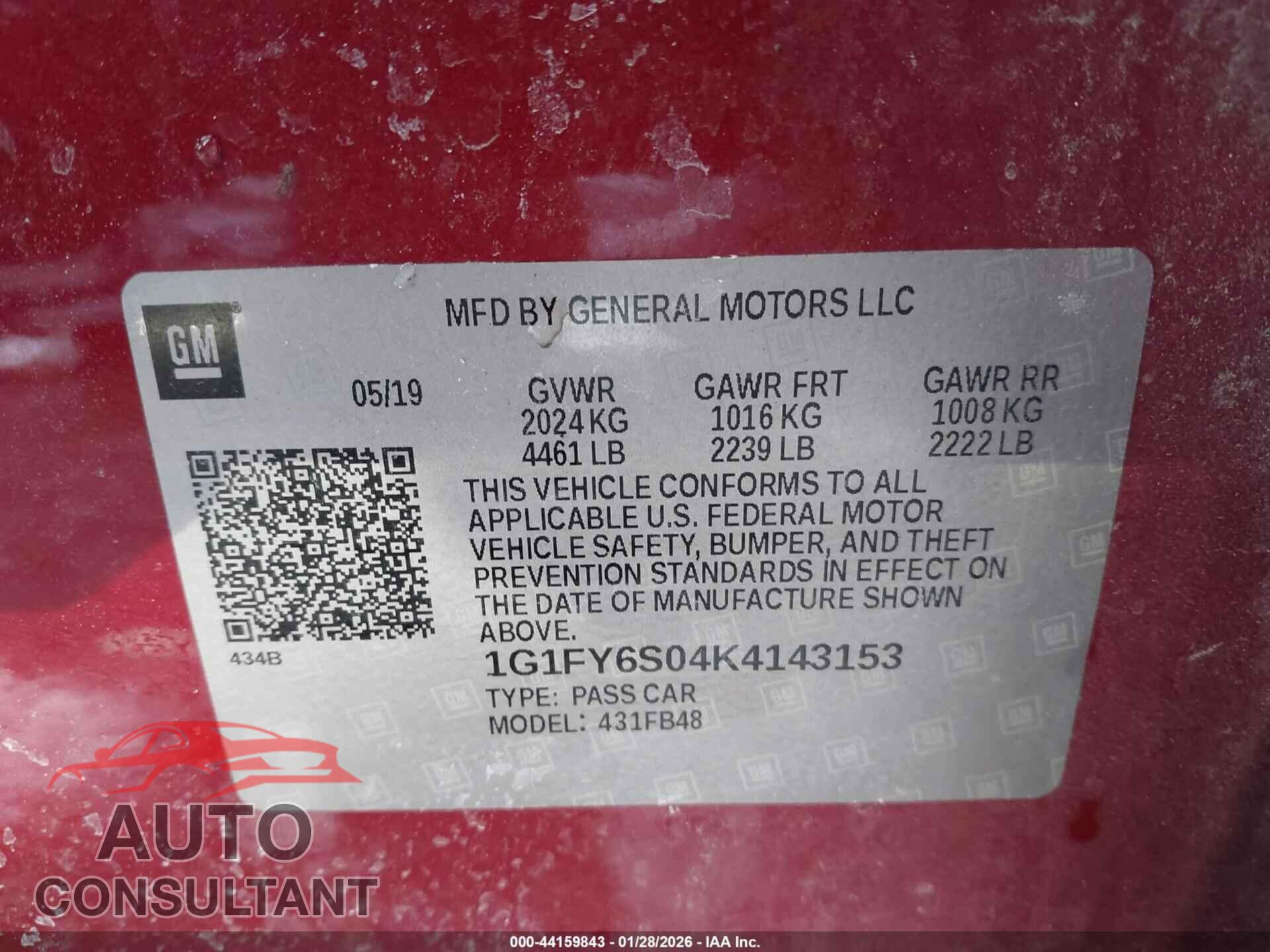 CHEVROLET BOLT EV 2019 - 1G1FY6S04K4143153
