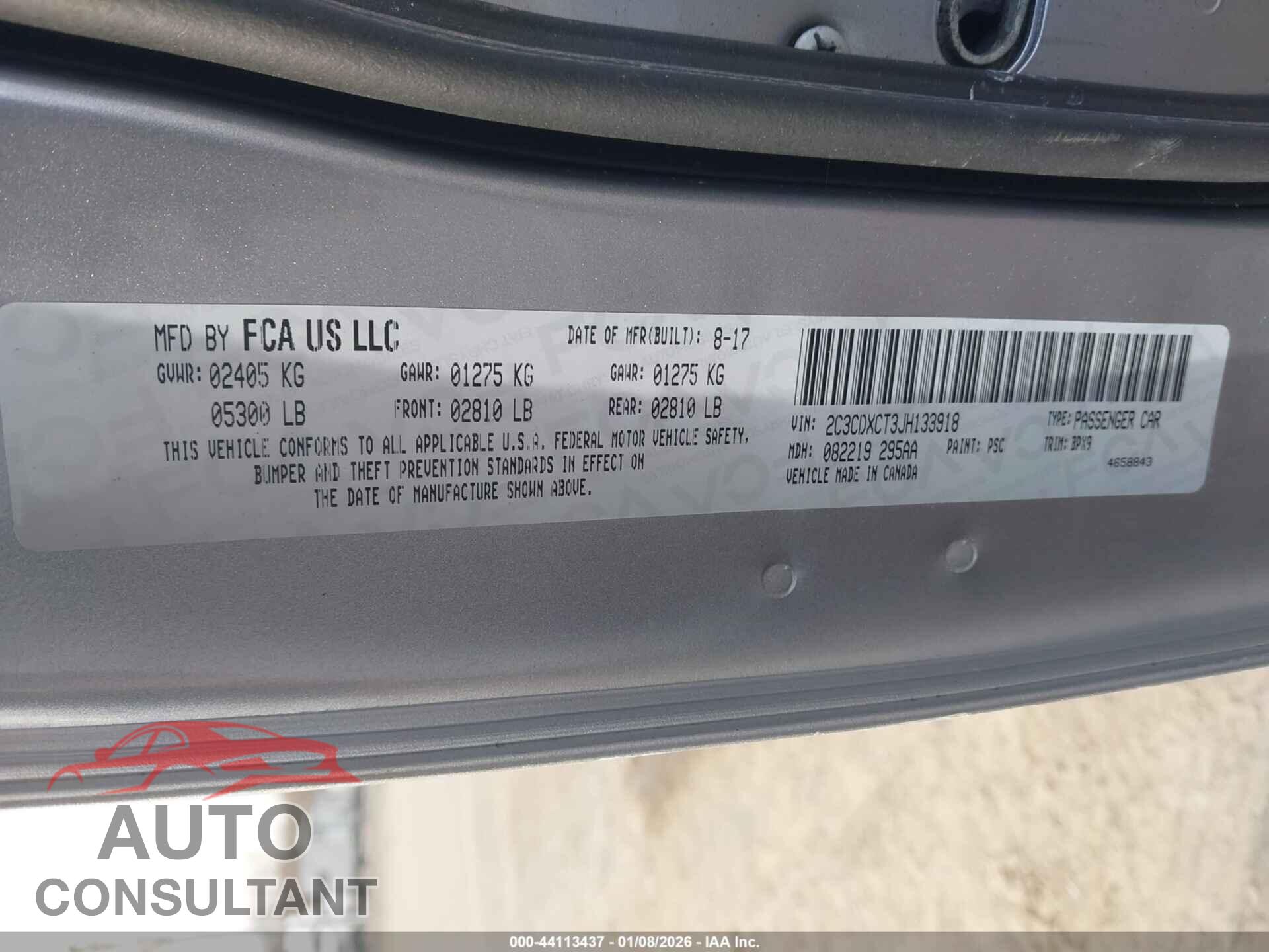 DODGE CHARGER 2018 - 2C3CDXCT3JH133918