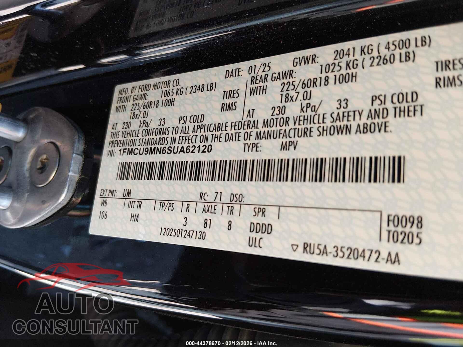 FORD ESCAPE 2025 - 1FMCU9MN6SUA62120