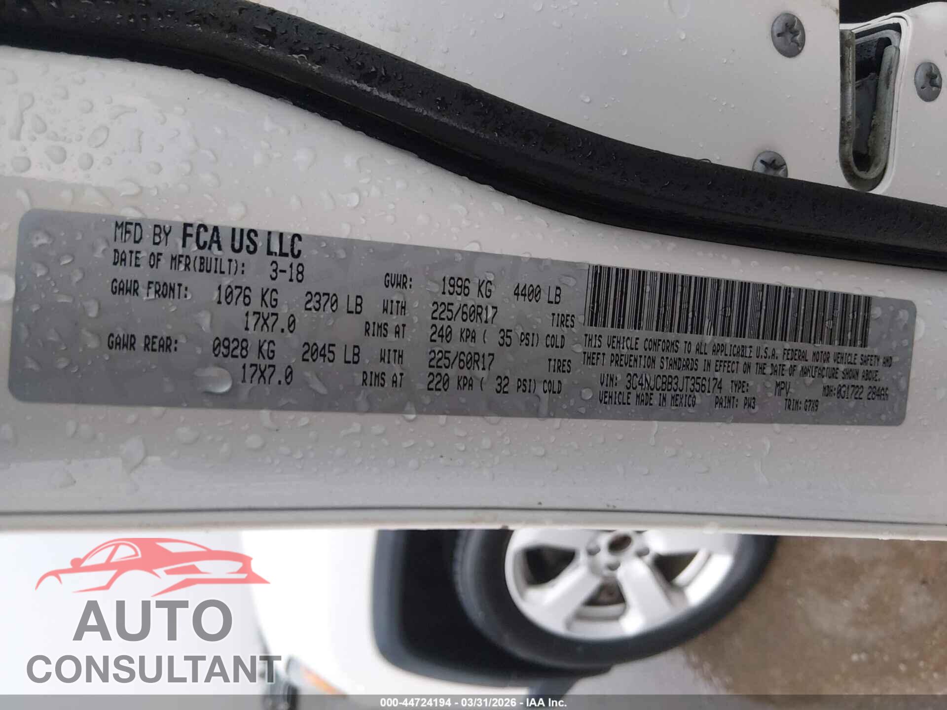 JEEP COMPASS 2018 - 3C4NJCBB3JT356174