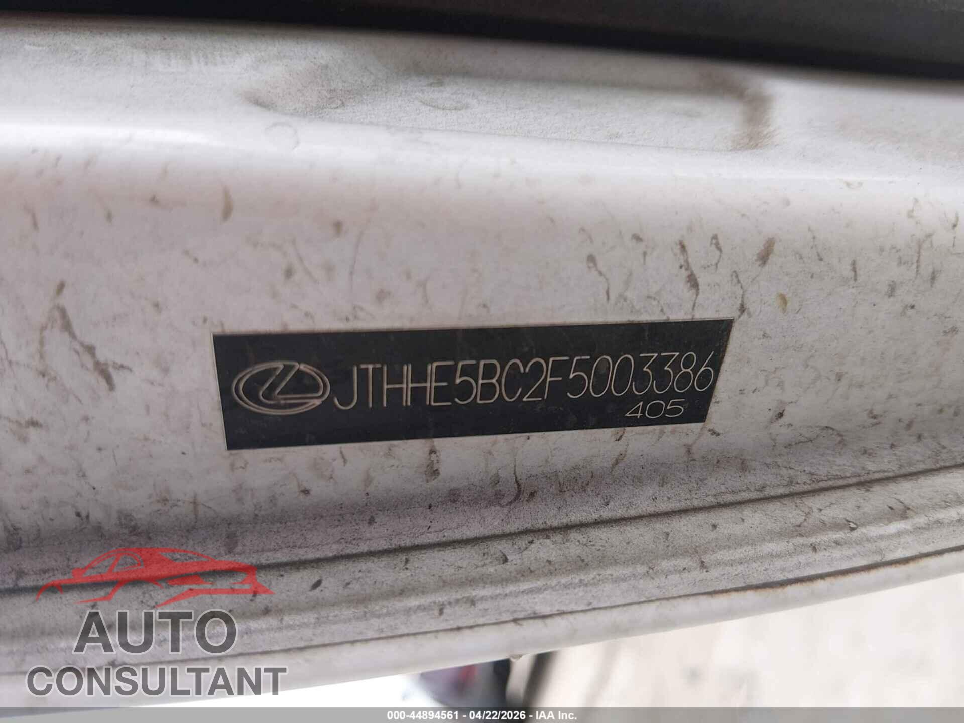 LEXUS RC 350 2015 - JTHHE5BC2F5003386
