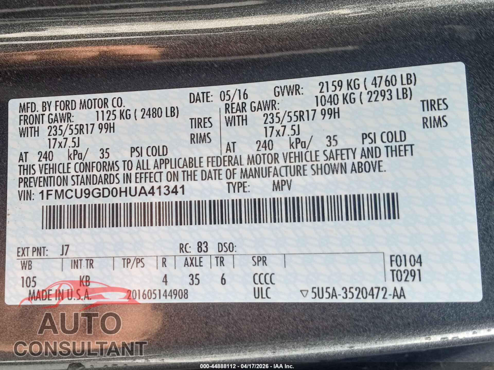 FORD F-250 2015 - 1FTBF2B65FED60008