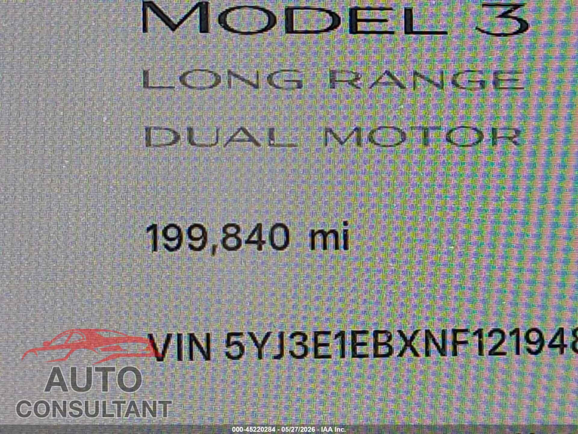TESLA MODEL 3 2022 - 5YJ3E1EBXNF121948
