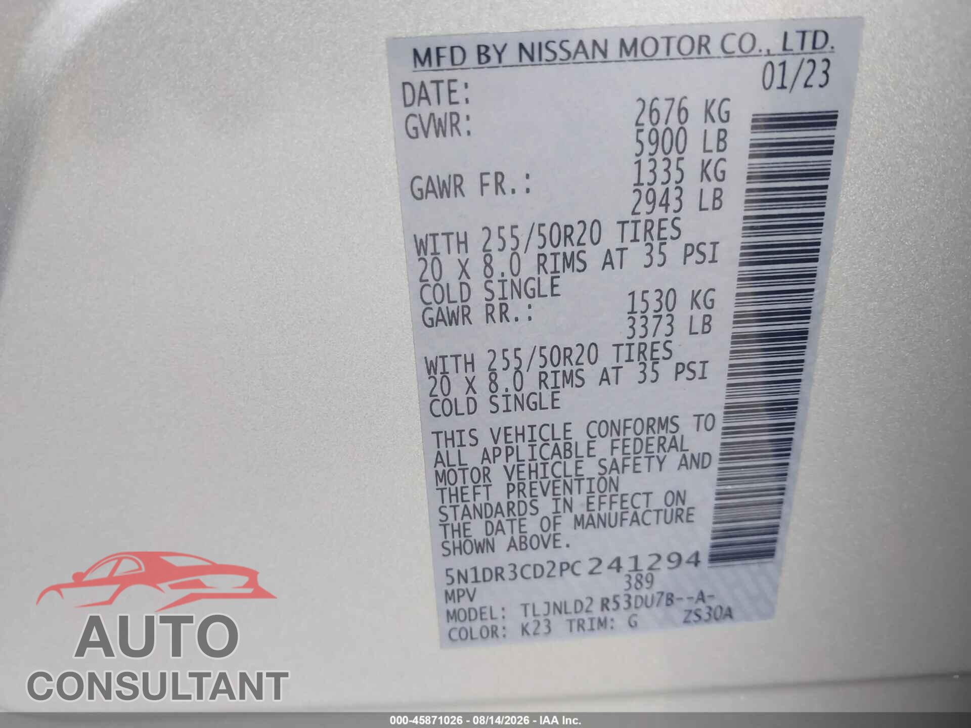 NISSAN PATHFINDER 2023 - 5N1DR3CD2PC241294