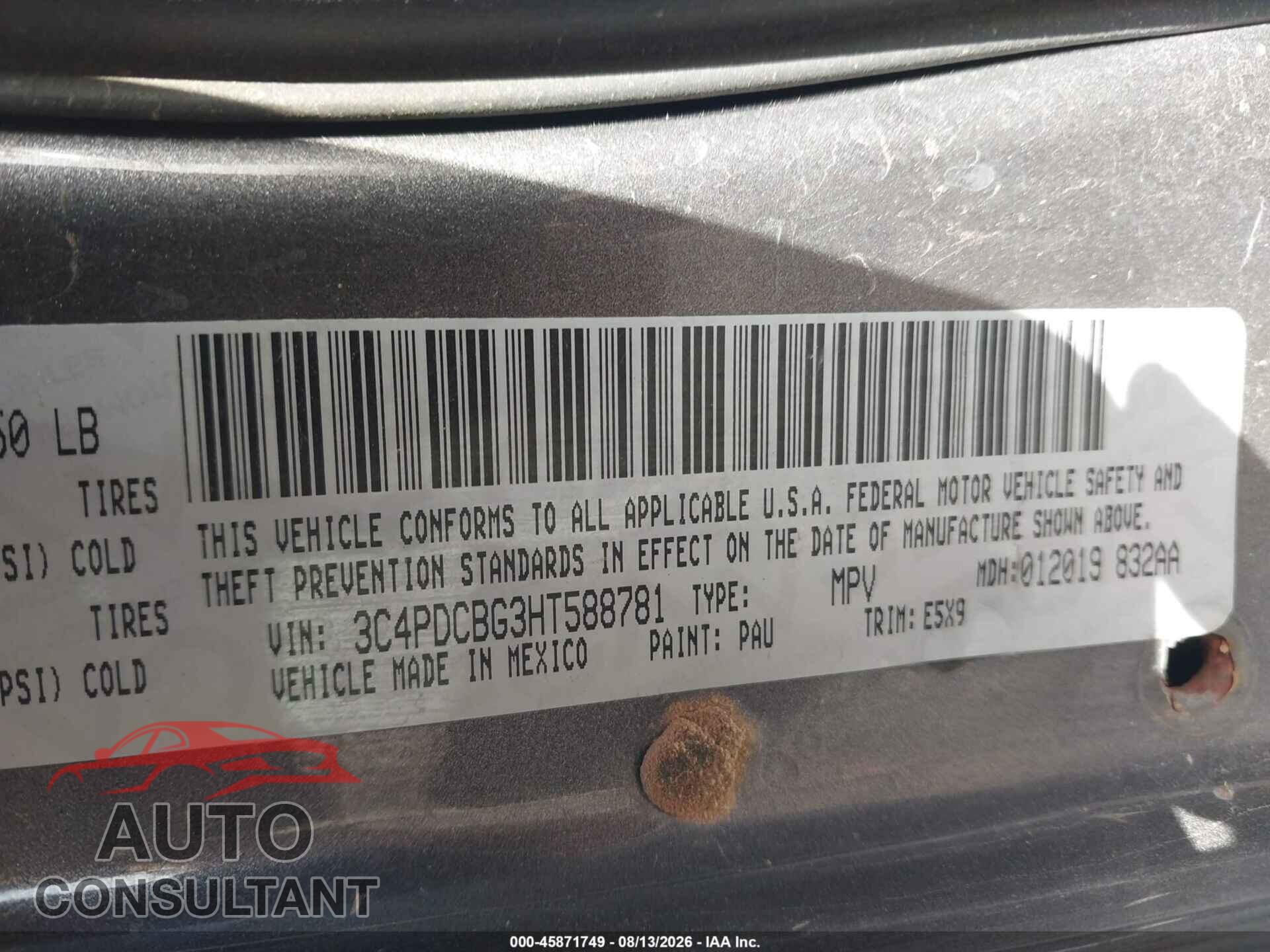 DODGE JOURNEY 2017 - 3C4PDCBG3HT588781