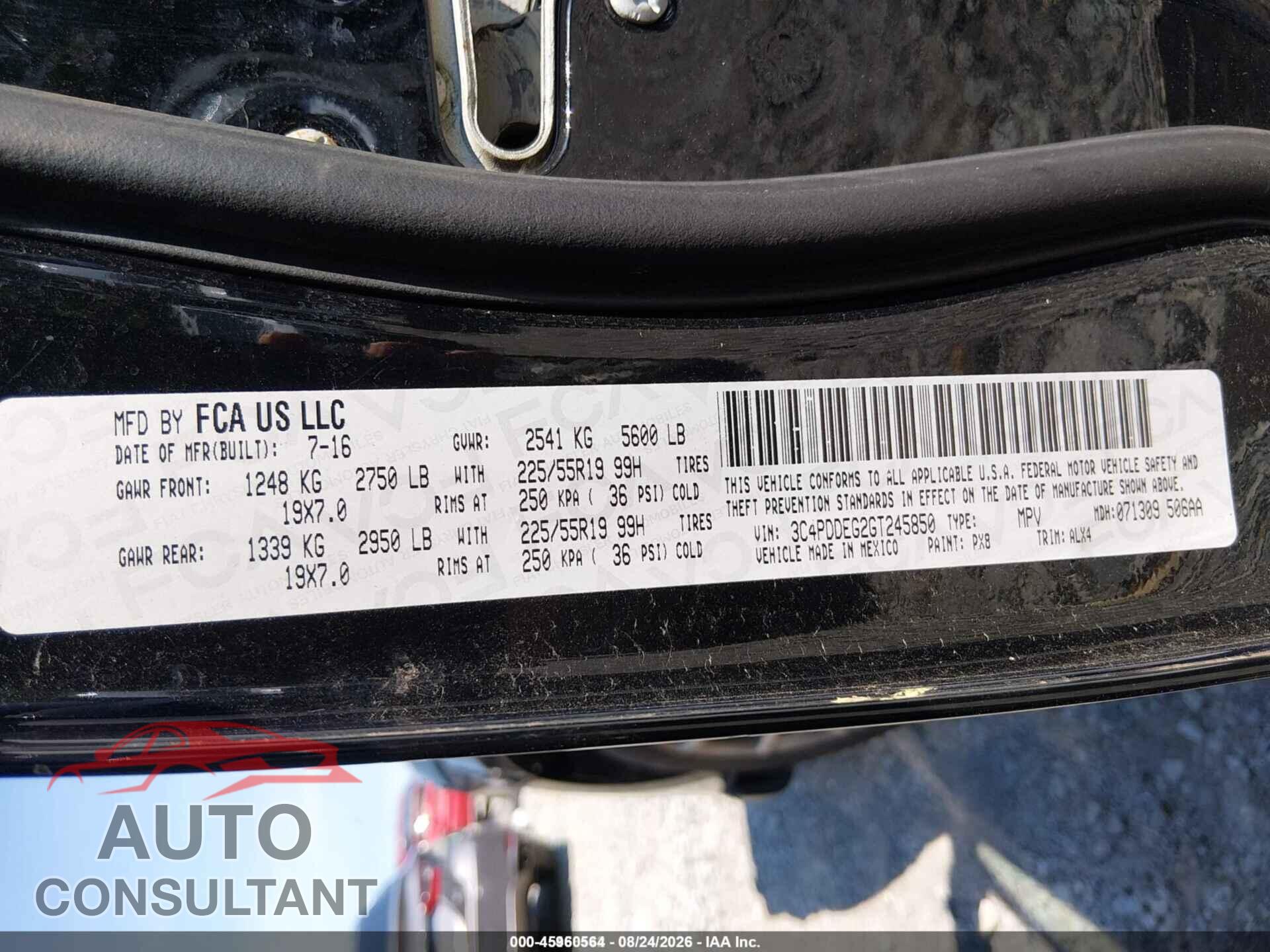 DODGE JOURNEY 2016 - 3C4PDDEG2GT245850