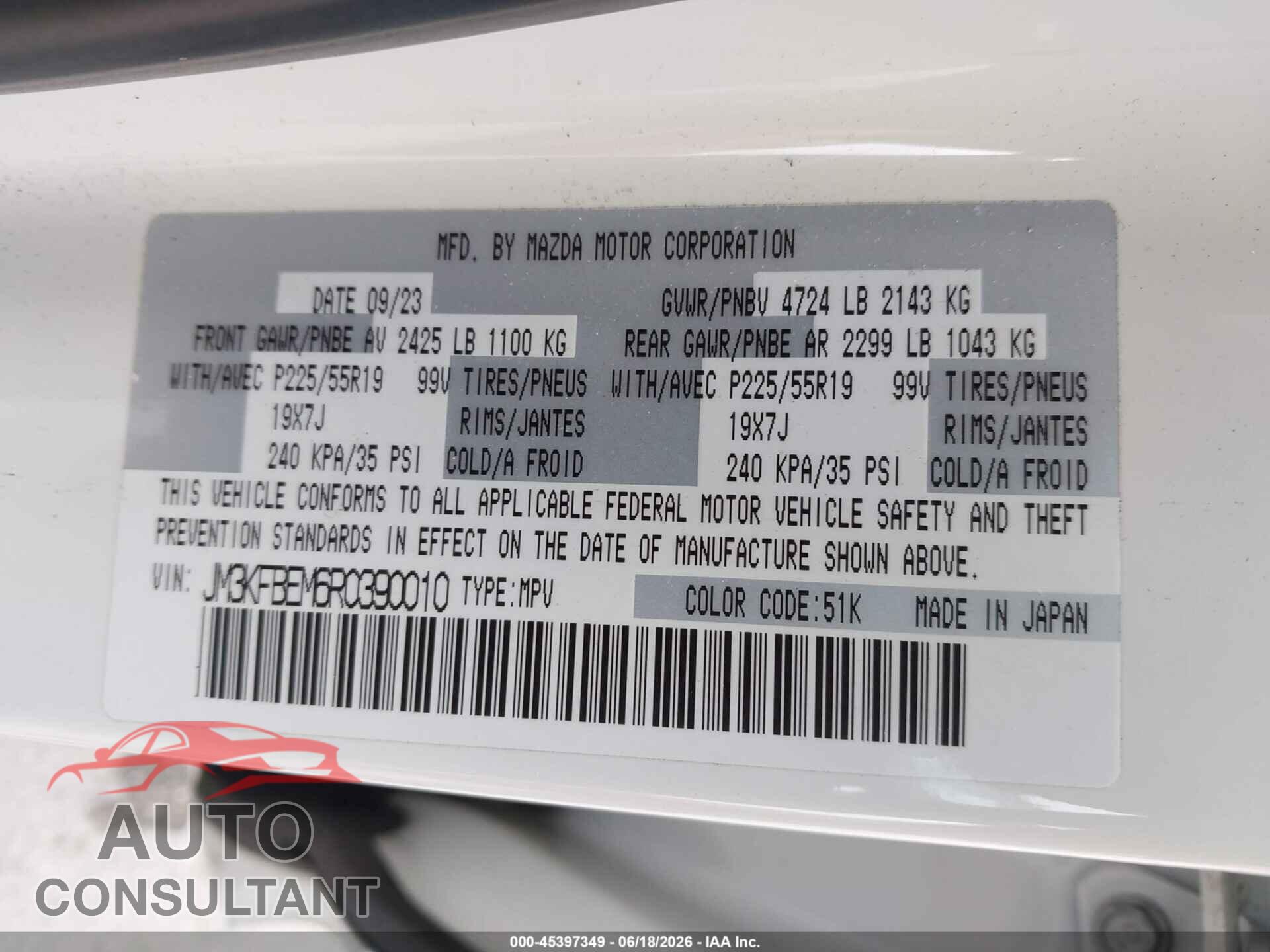 MAZDA CX-5 2024 - JM3KFBEM6R0390010